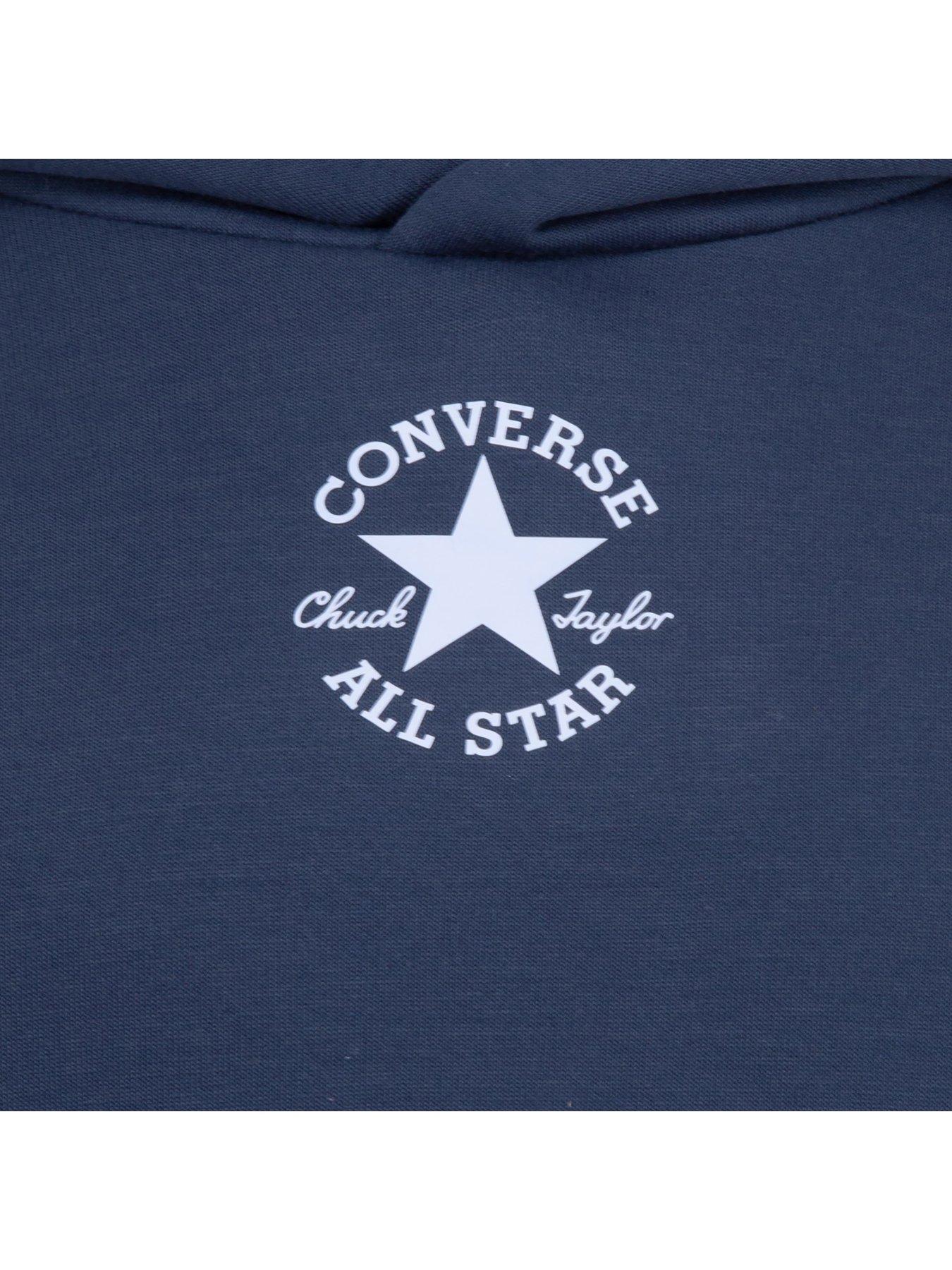 image of converse-junior-boys-small-logo-hoodie-navy