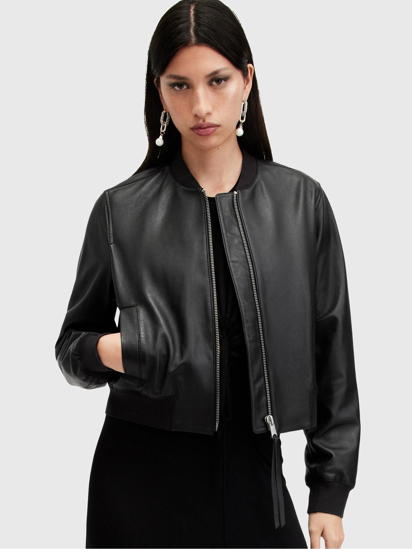 AllSaints Orten Leather Bomber Jacket - Black