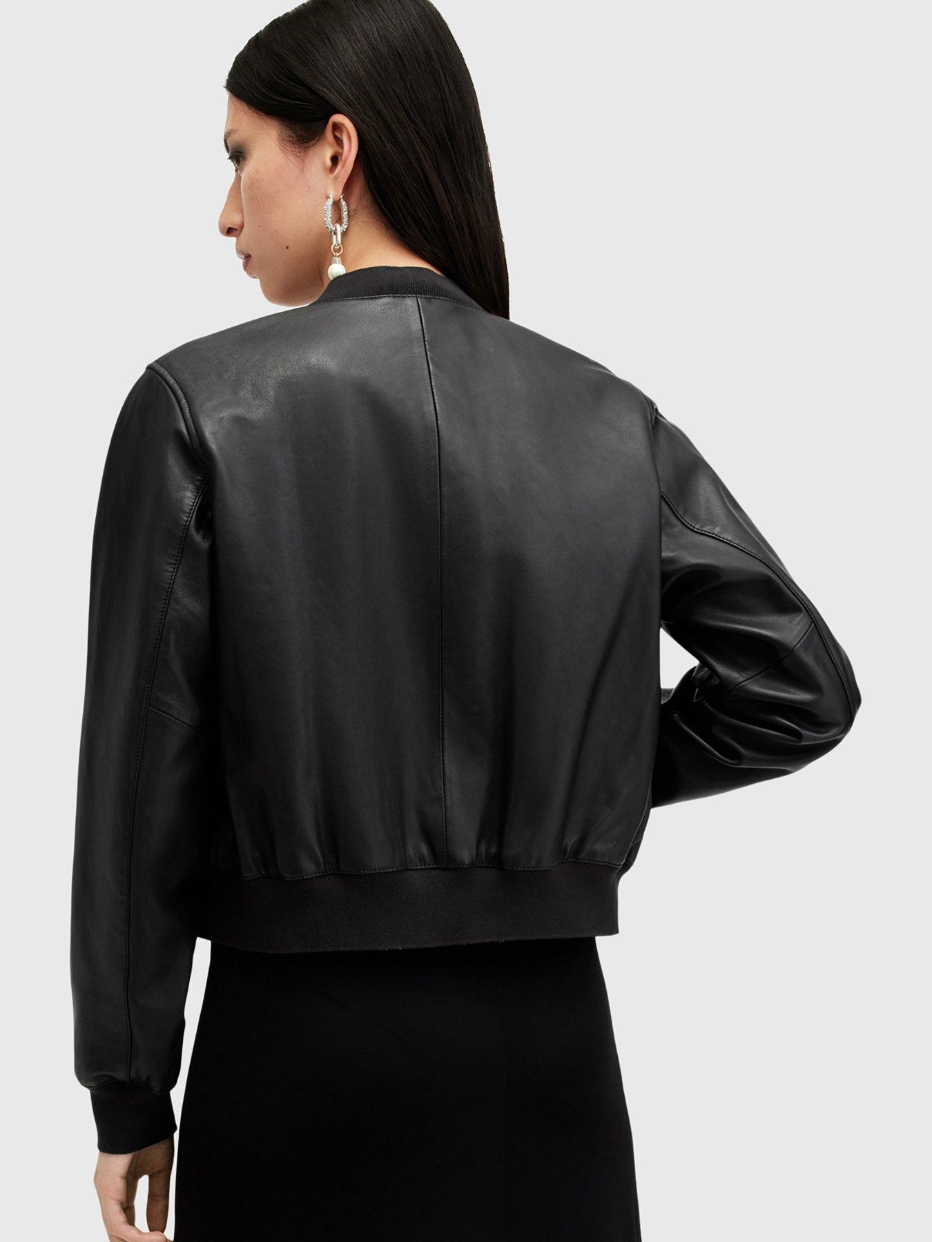 Image 2 of 6 of AllSaints Orten Leather Bomber Jacket - Black