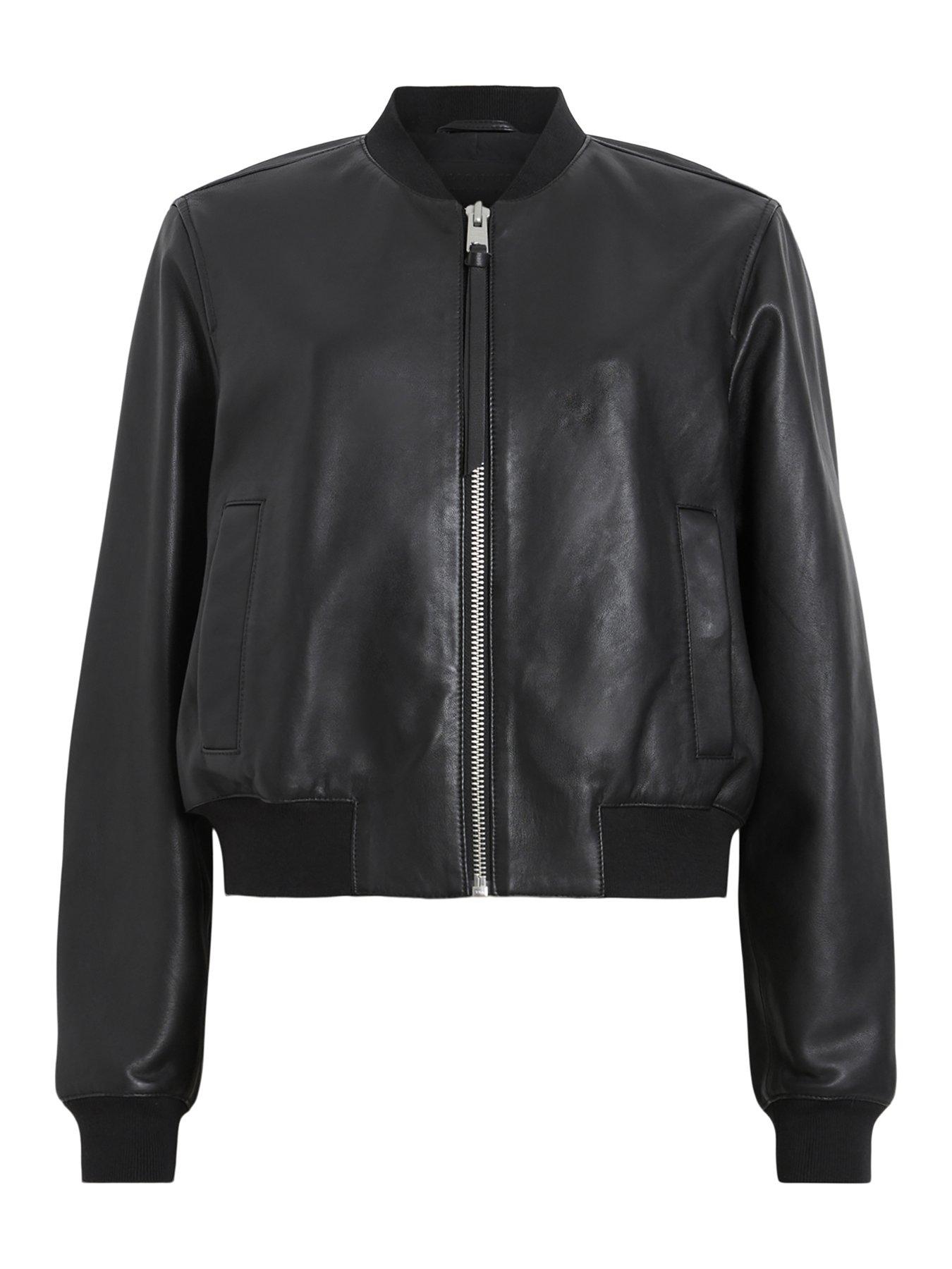 Image 6 of 6 of AllSaints Orten Leather Bomber Jacket - Black