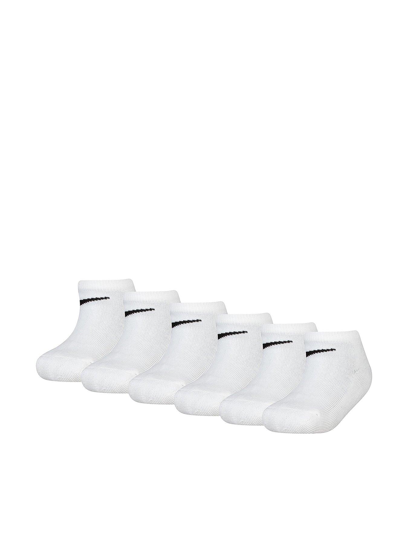 Nike Kids Unisex Basic No Show Socks 6 Pack - White