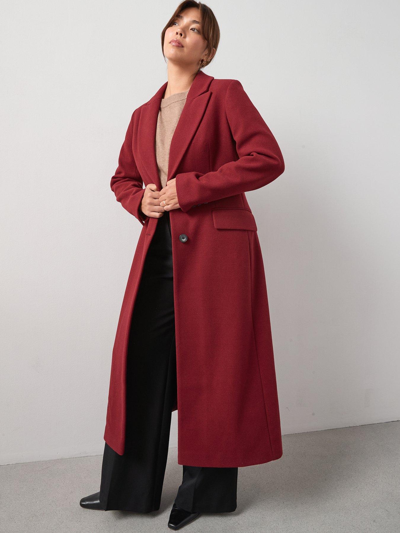 Image 6 of 6 of V by Very Curve Single Breasted Coat - Red