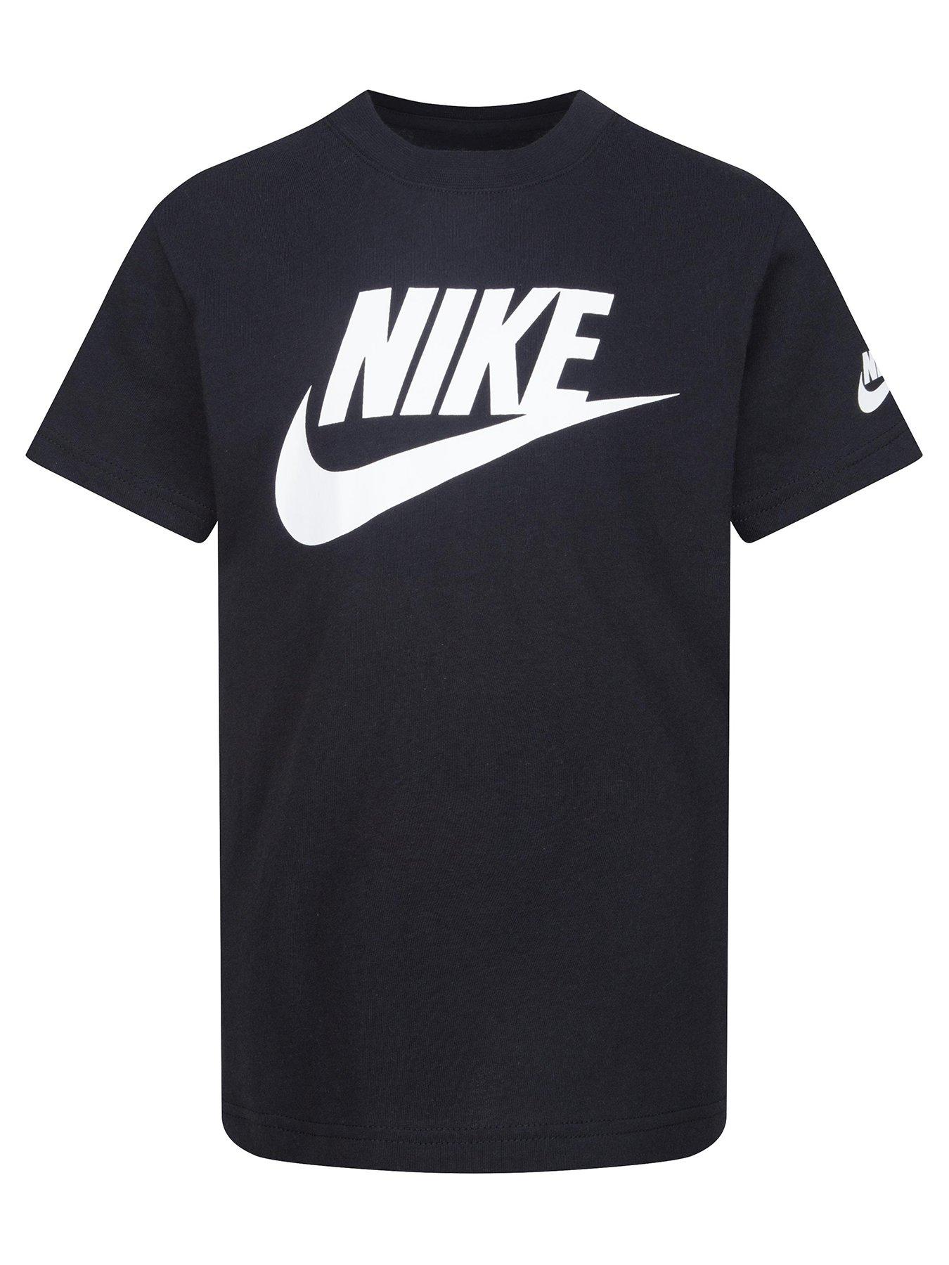 front image of nike-kids-boys-futura-t-shirt-ss-black