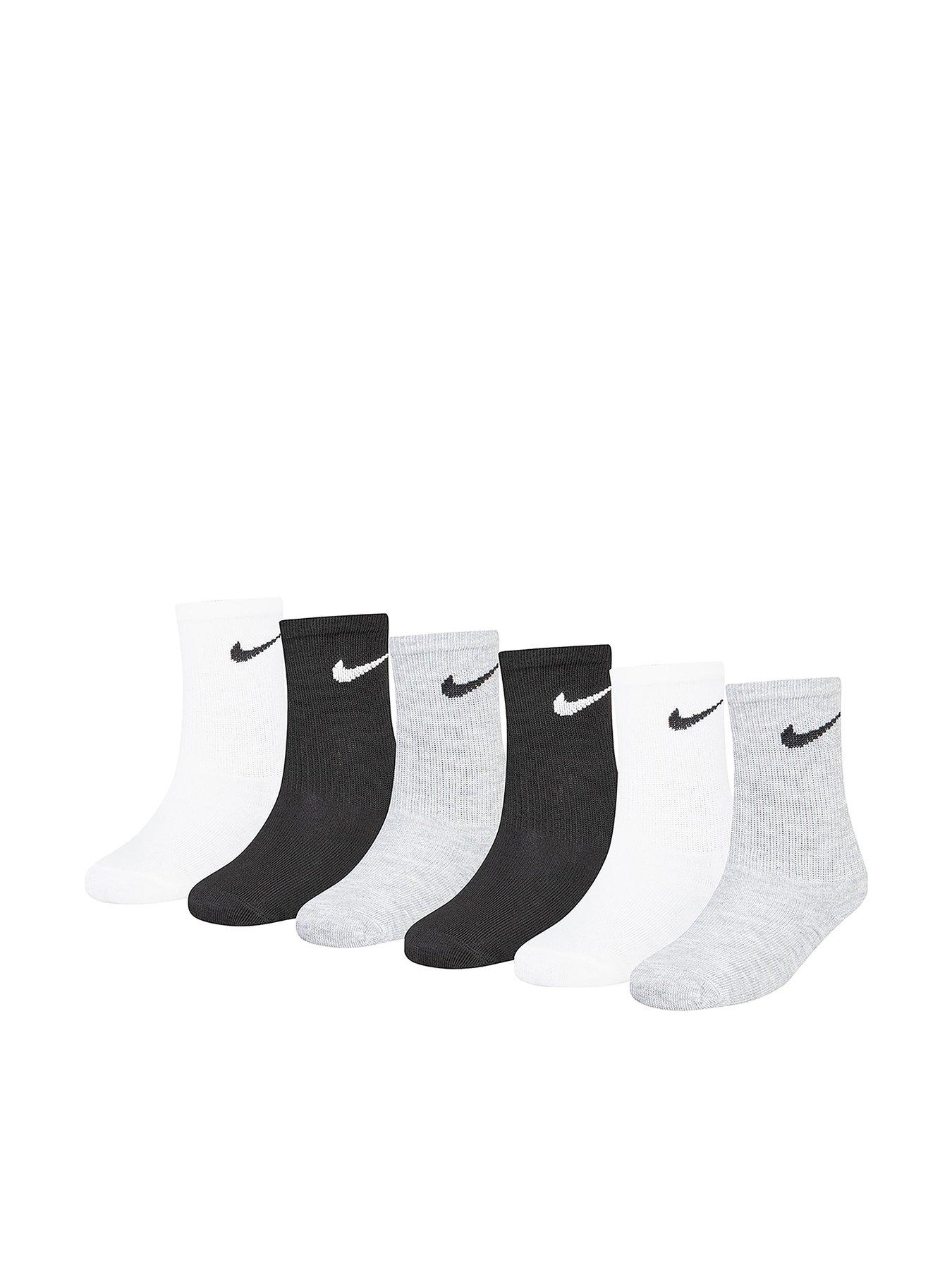 Nike Kids Unisex Basic Crew Socks 6 Pack - White/grey/black
