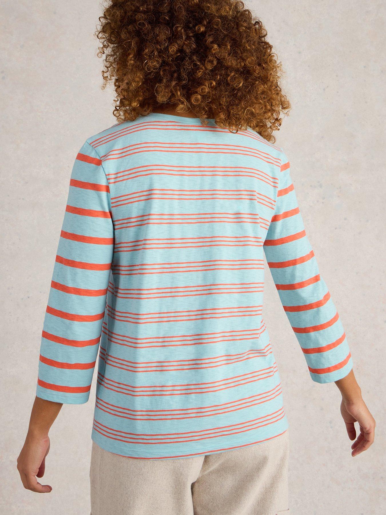Image 2 of 6 of White Stuff Nadia 3/4 Sleeve Tee - Blue