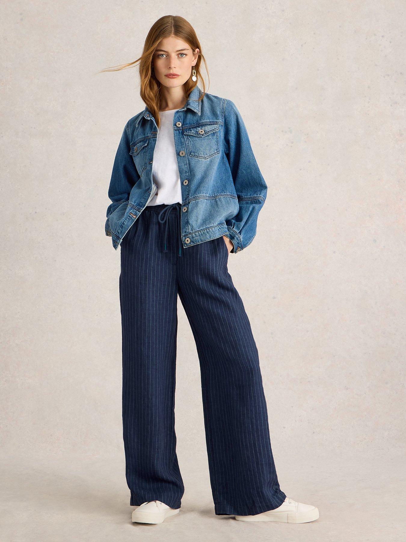  image of white-stuff-belle-linen-wide-leg-trouser-navy