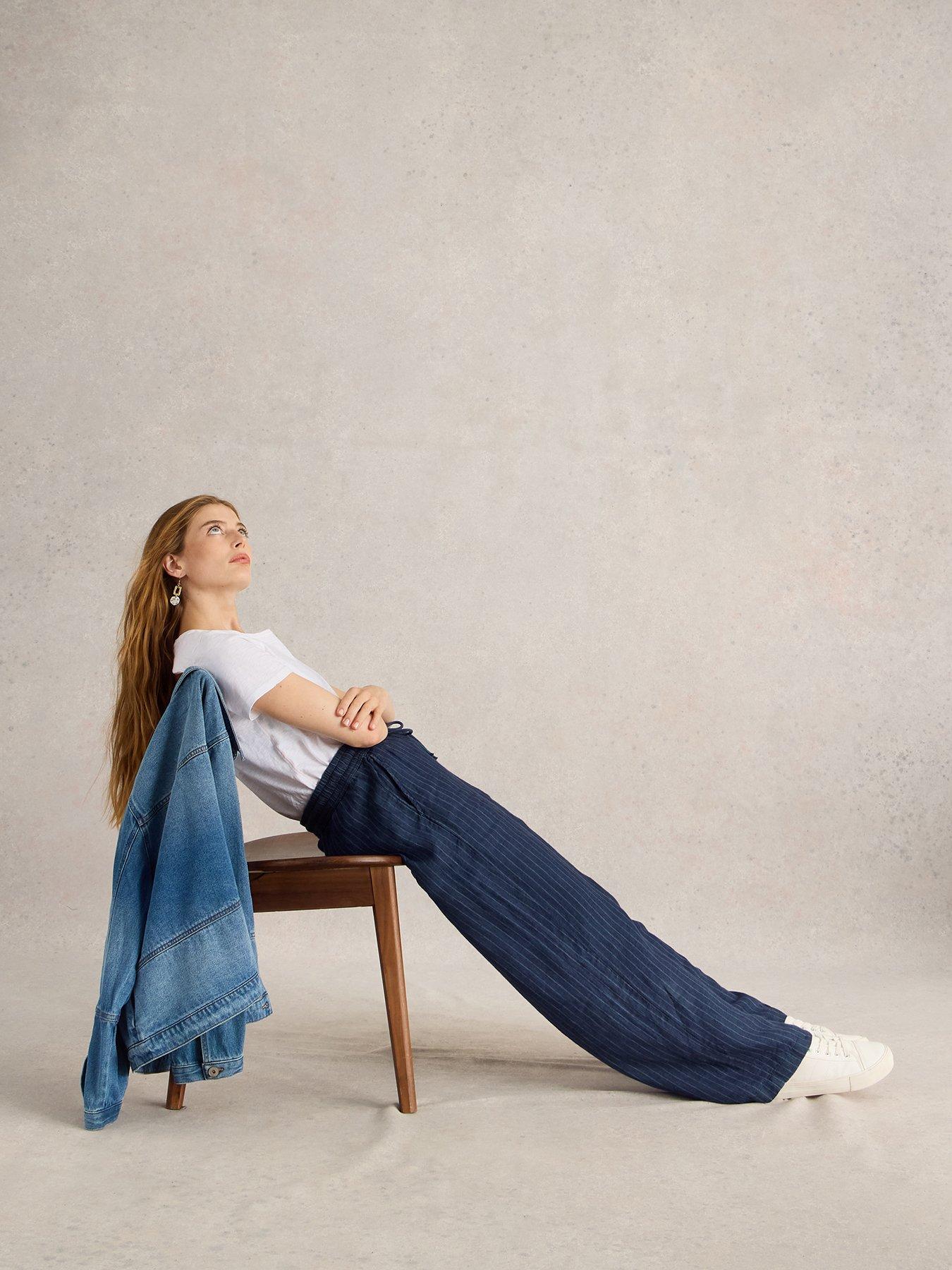  image of white-stuff-belle-linen-wide-leg-trouser-navy