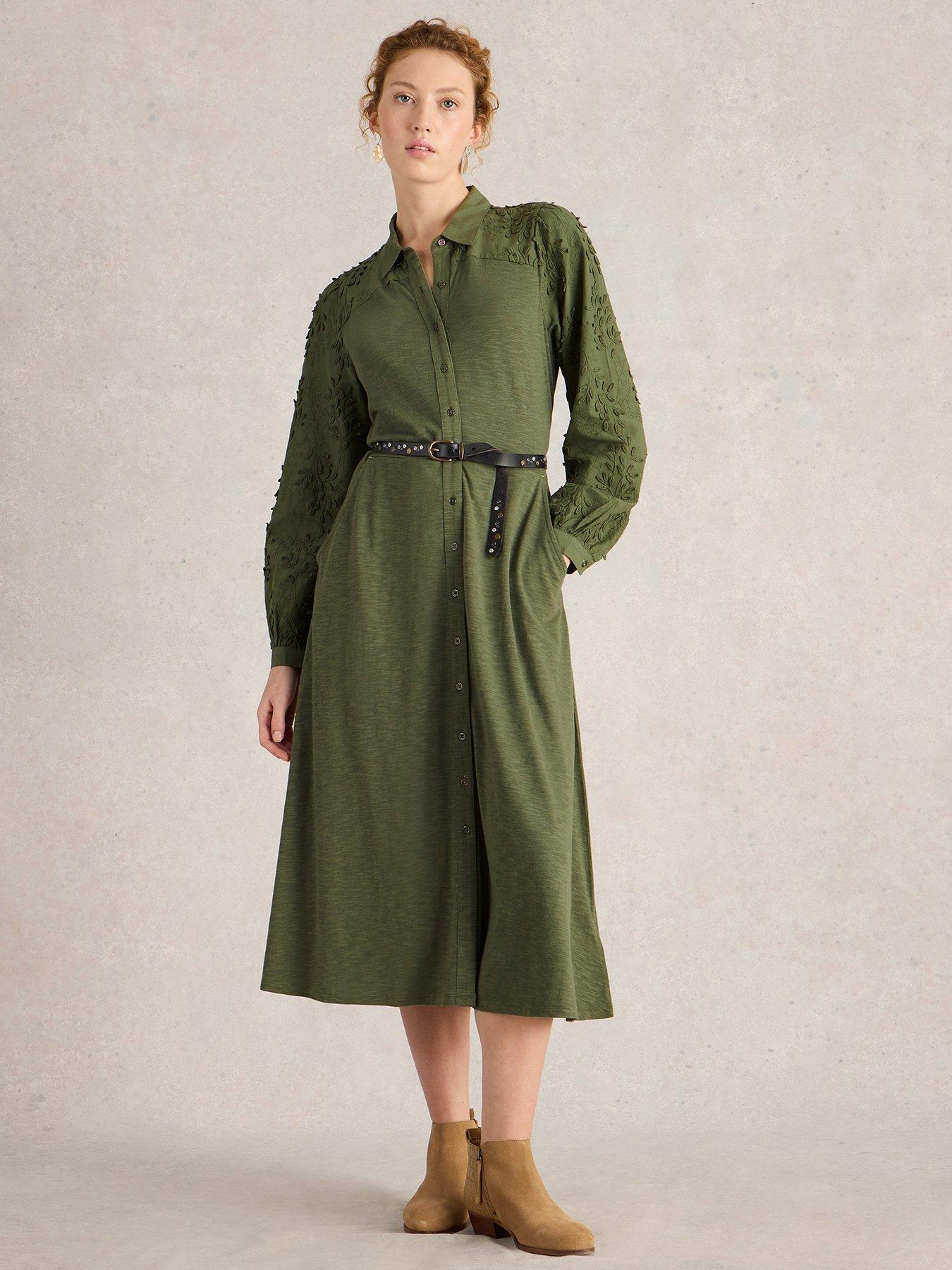 Image 3 of 6 of White Stuff Rua Embroidered Dress - Green