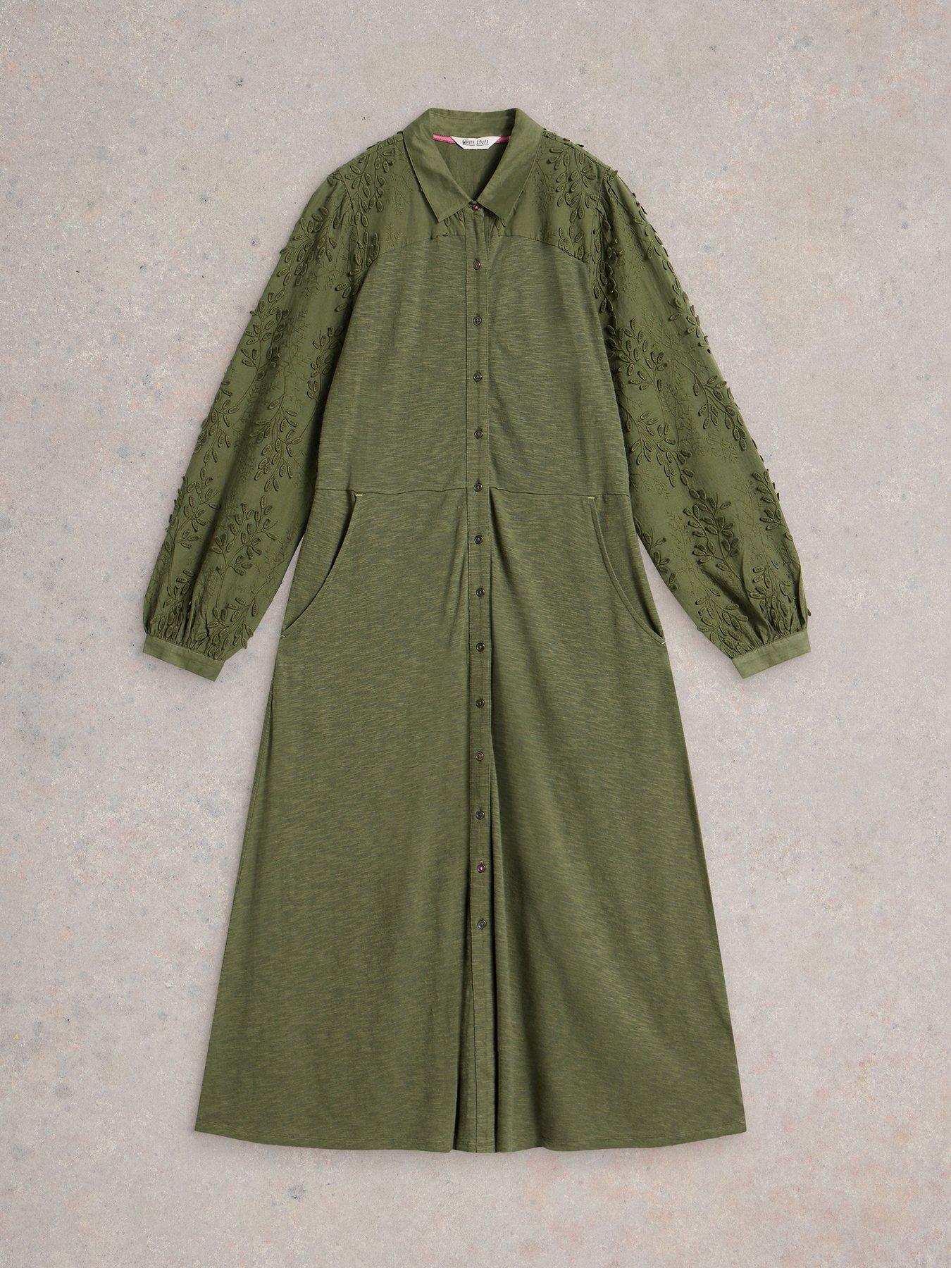 Image 5 of 6 of White Stuff Rua Embroidered Dress - Green