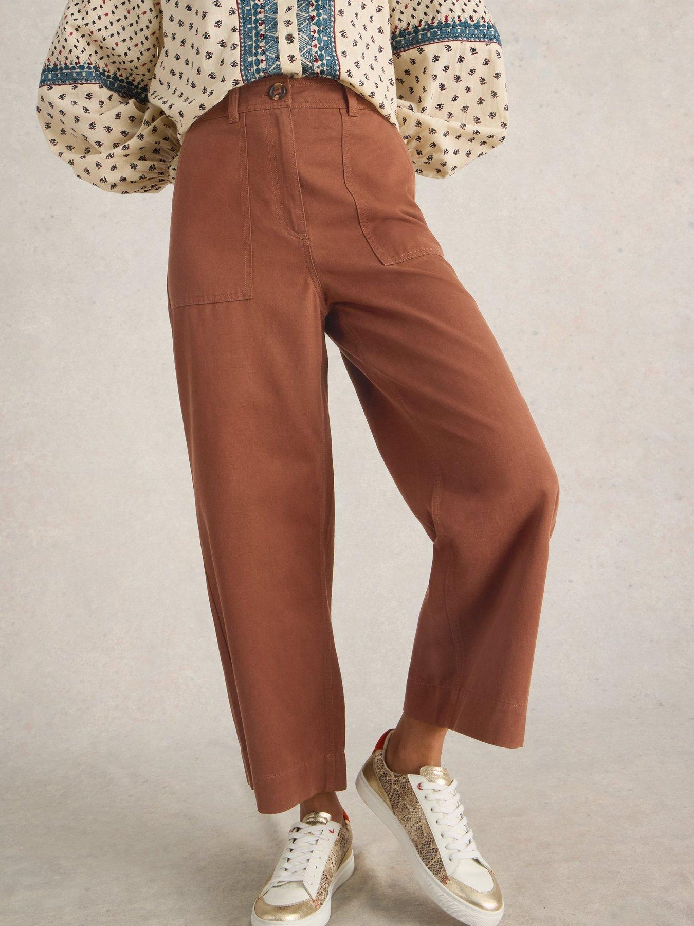 undefined Romy Wide Leg Cropped Trouser - Beige