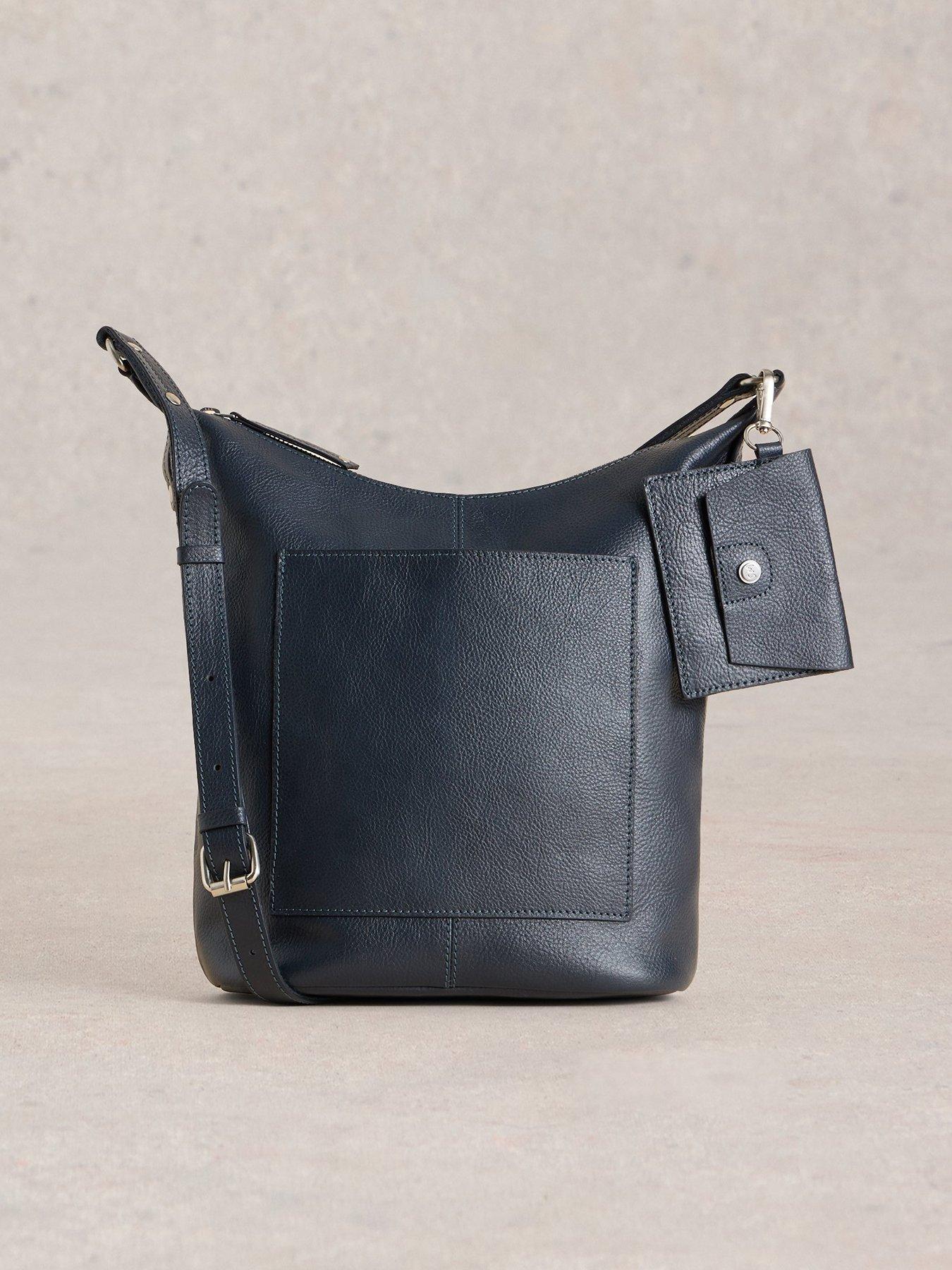 Image 1 of 5 of White Stuff Fern Leather Crossbody - Navy