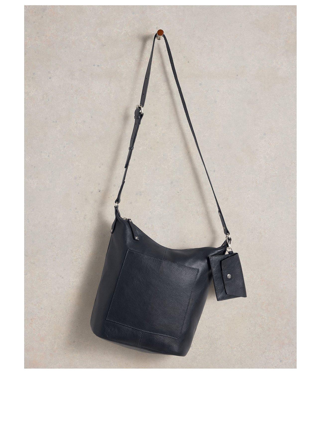 Image 3 of 5 of White Stuff Fern Leather Crossbody - Navy