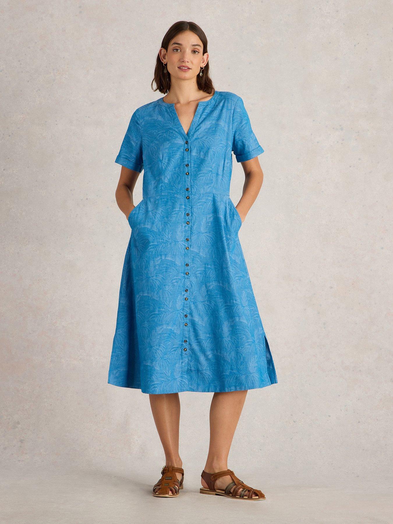 undefined Iris Cotton Jacquard Dress - Blue