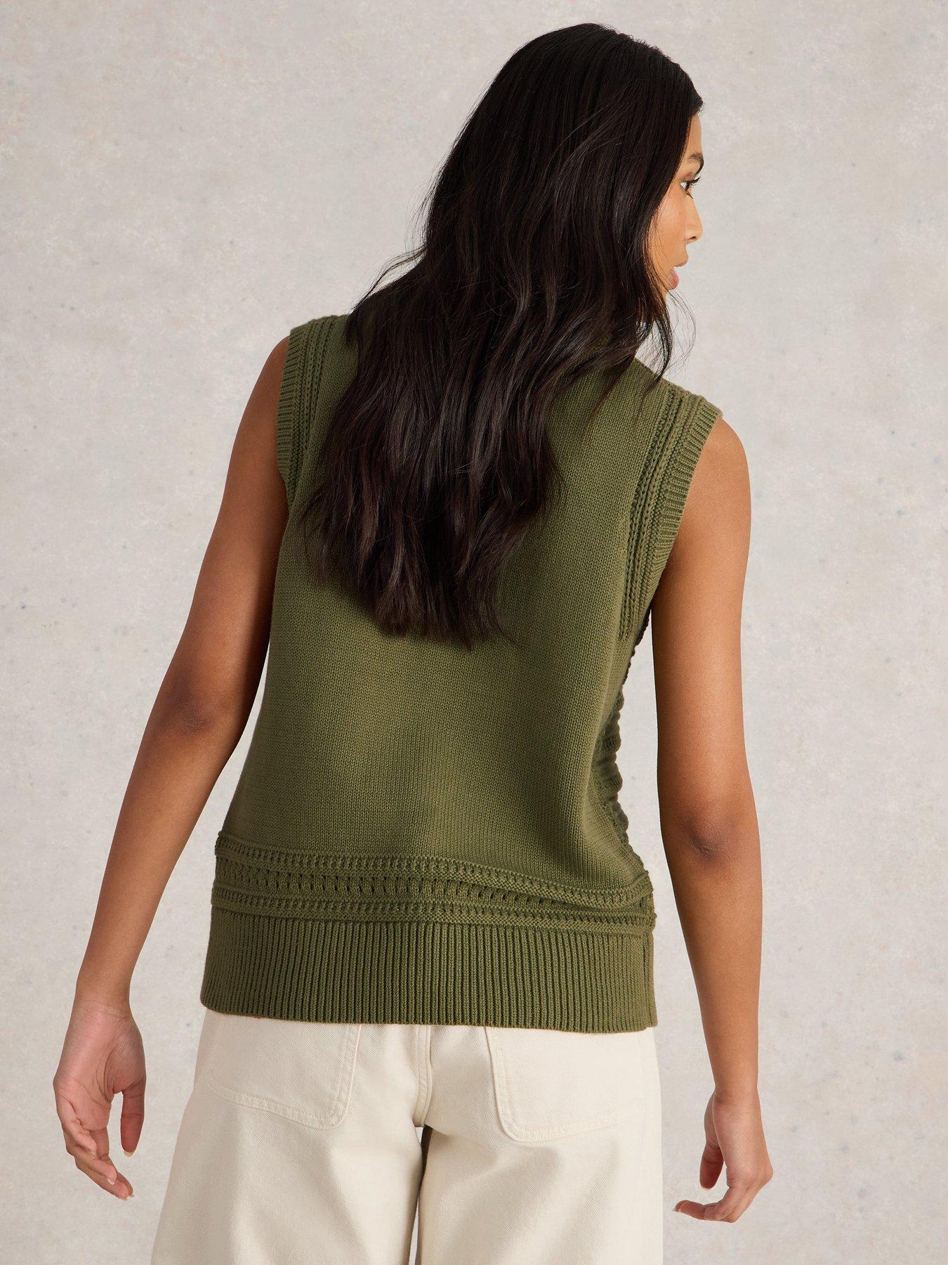  image of white-stuff-stitchy-cotton-tank-green