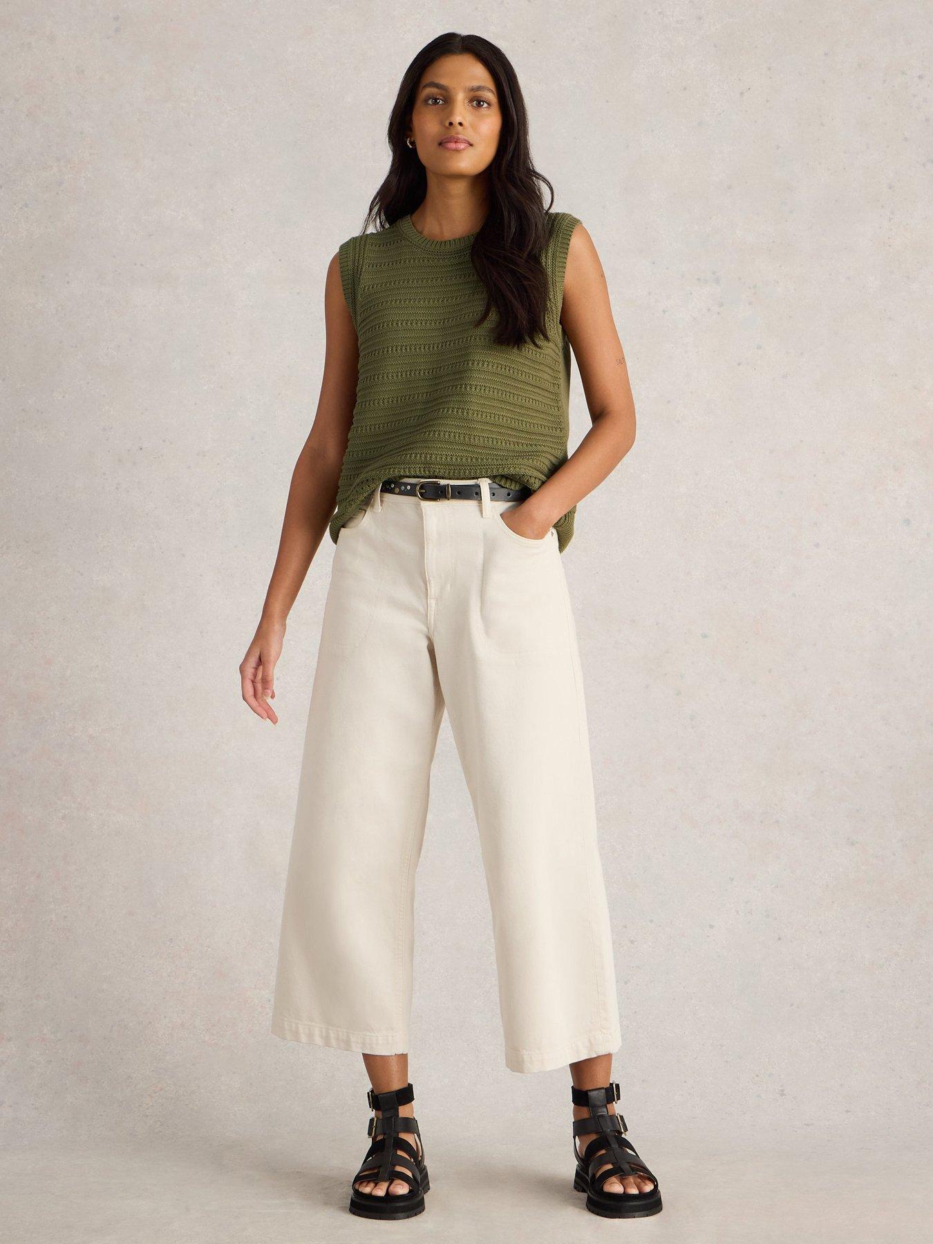  image of white-stuff-stitchy-cotton-tank-green