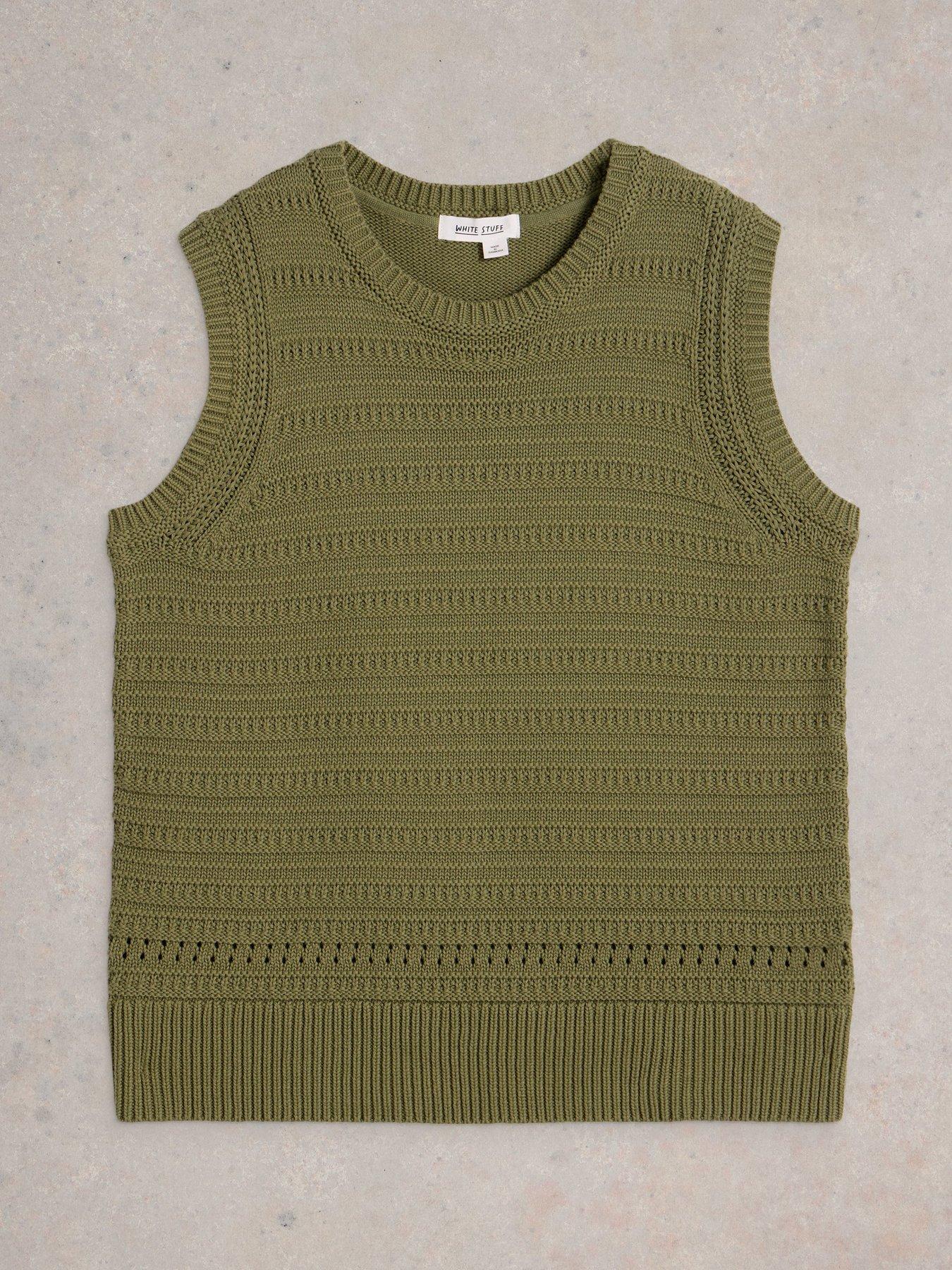  image of white-stuff-stitchy-cotton-tank-green