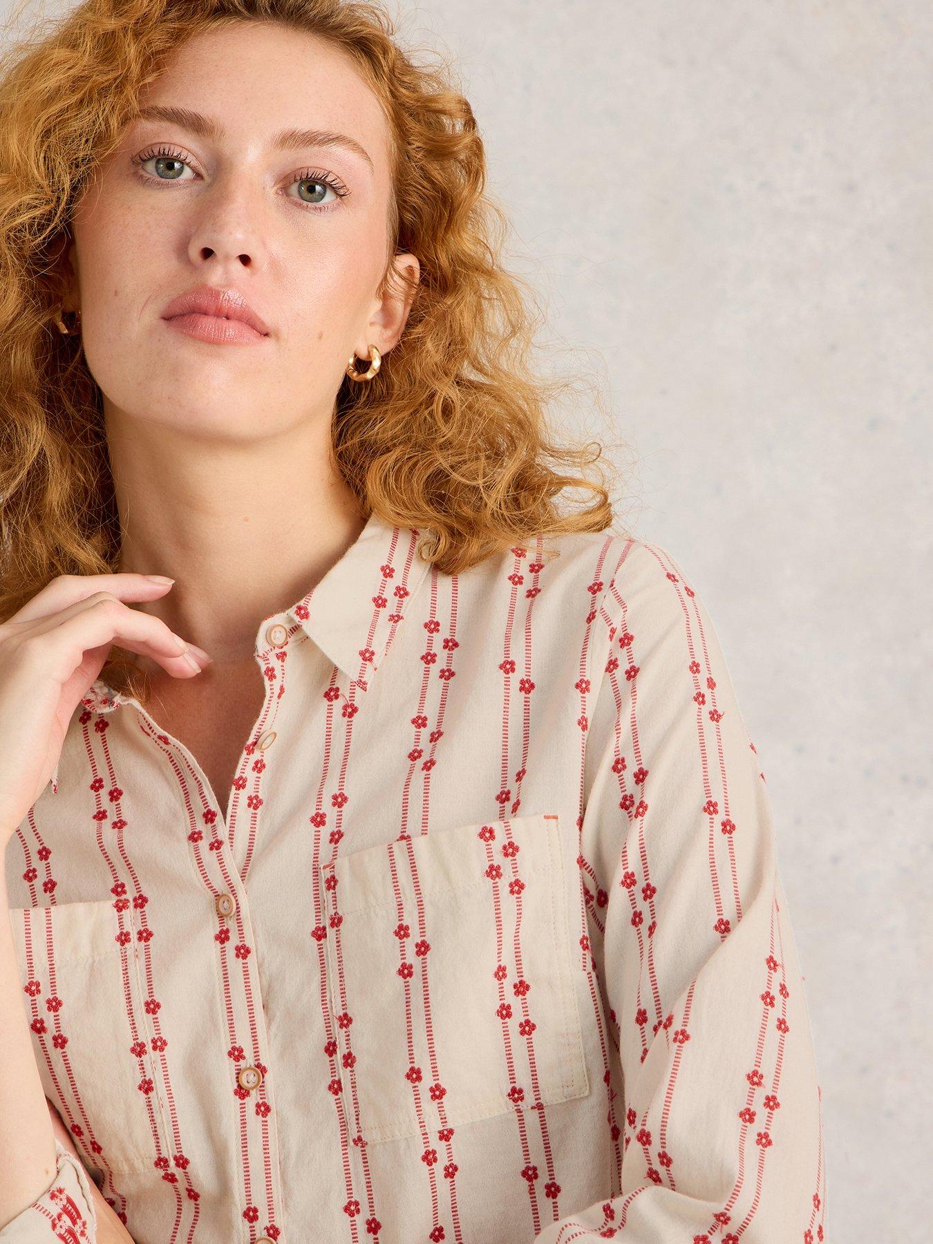  image of white-stuff-sophie-cotton-shirt-red