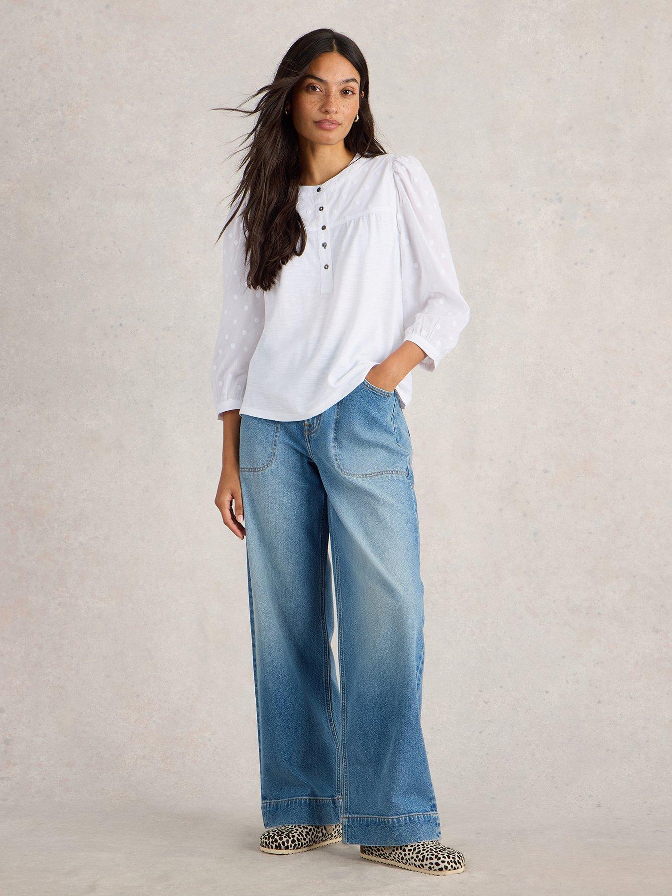  image of white-stuff-elise-dobby-mix-top-ivory