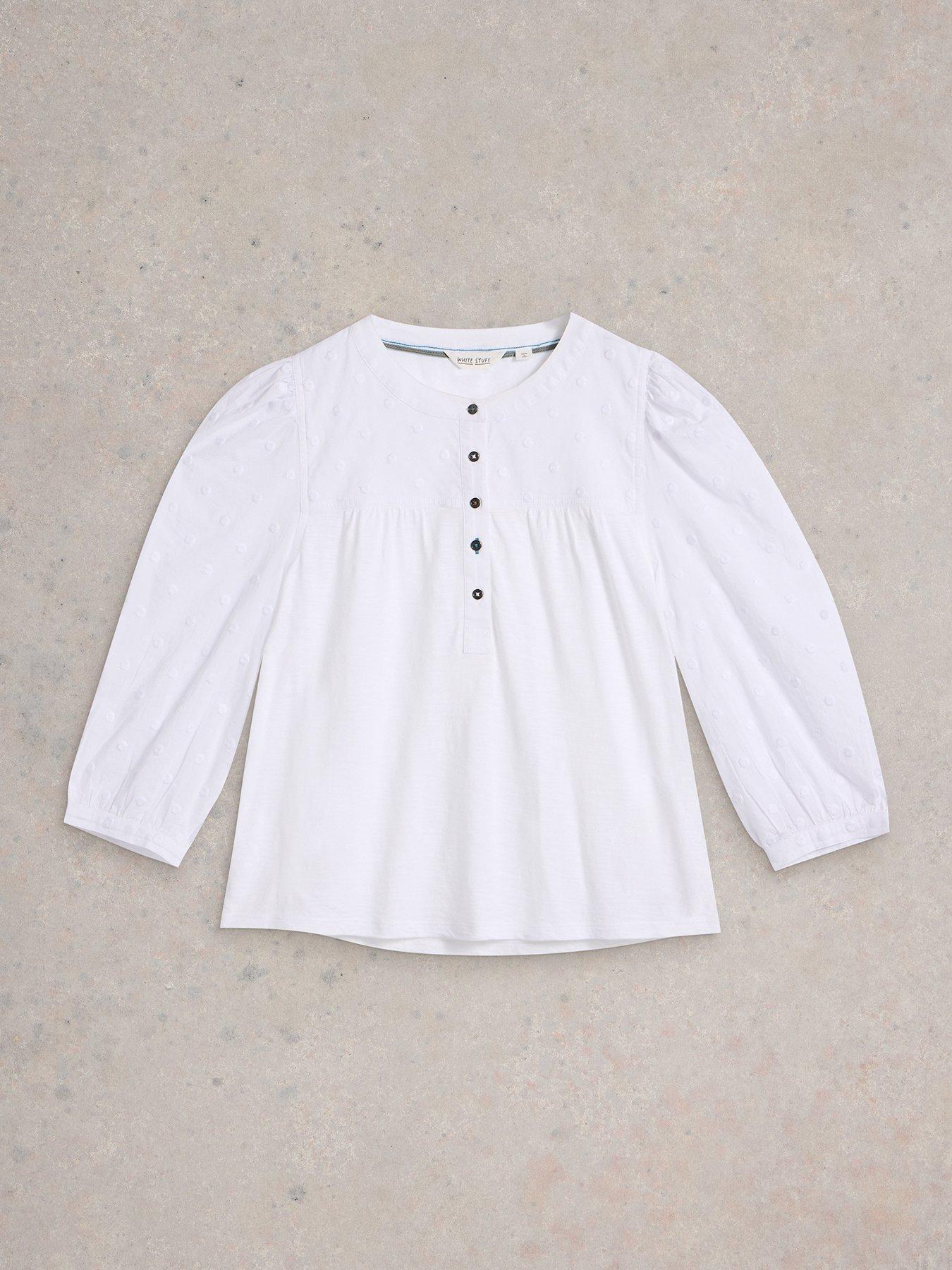  image of white-stuff-elise-dobby-mix-top-ivory