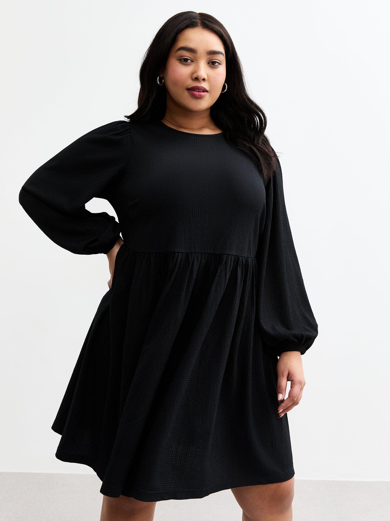 new-look-curves-crinkled-texture-mini-dress-black