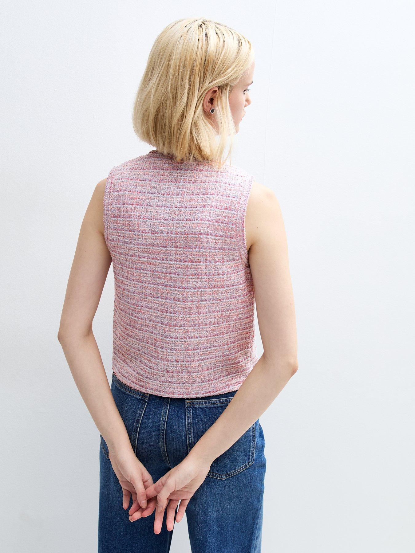  image of new-look-boucle-button-up-vest-pink