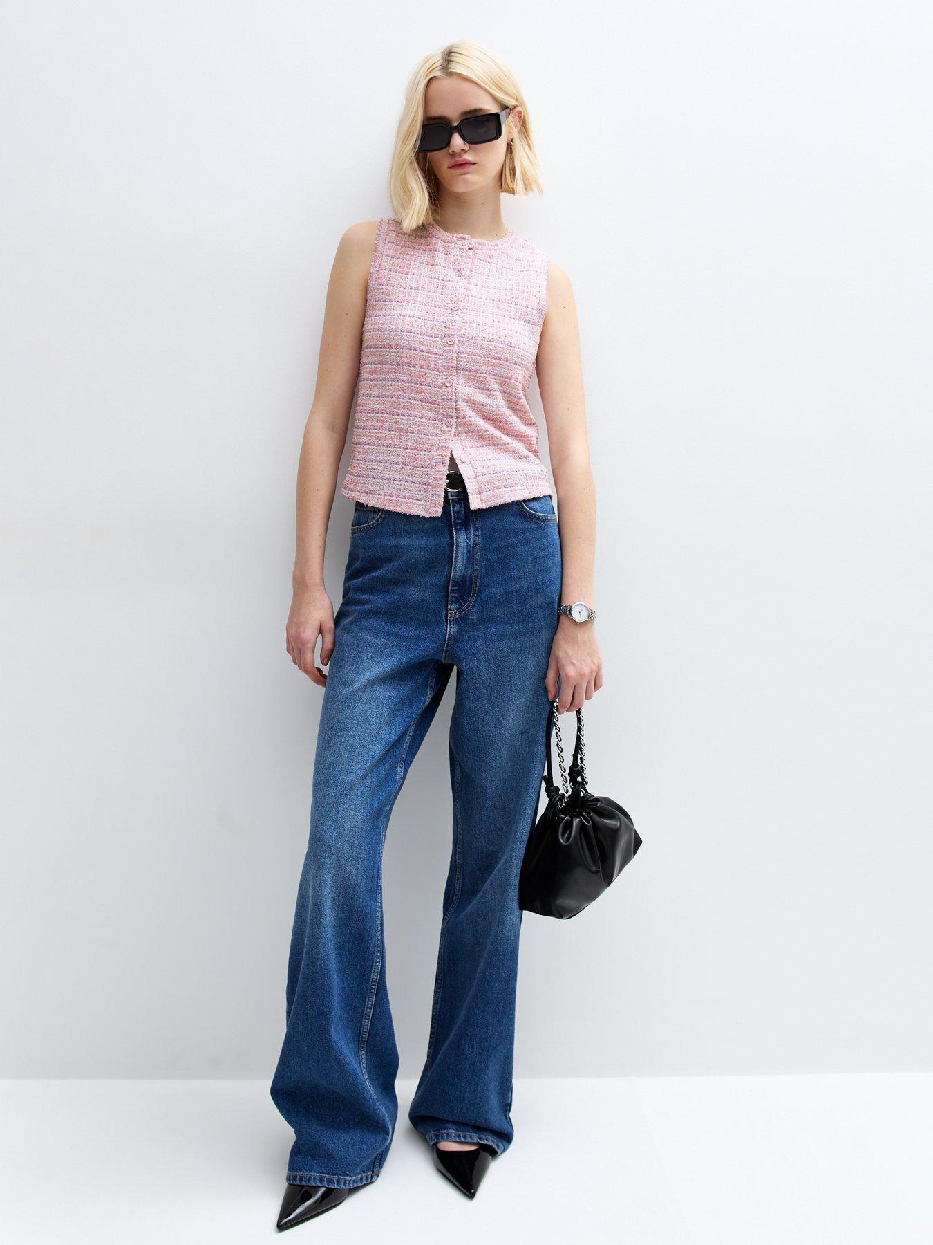  image of new-look-boucle-button-up-vest-pink