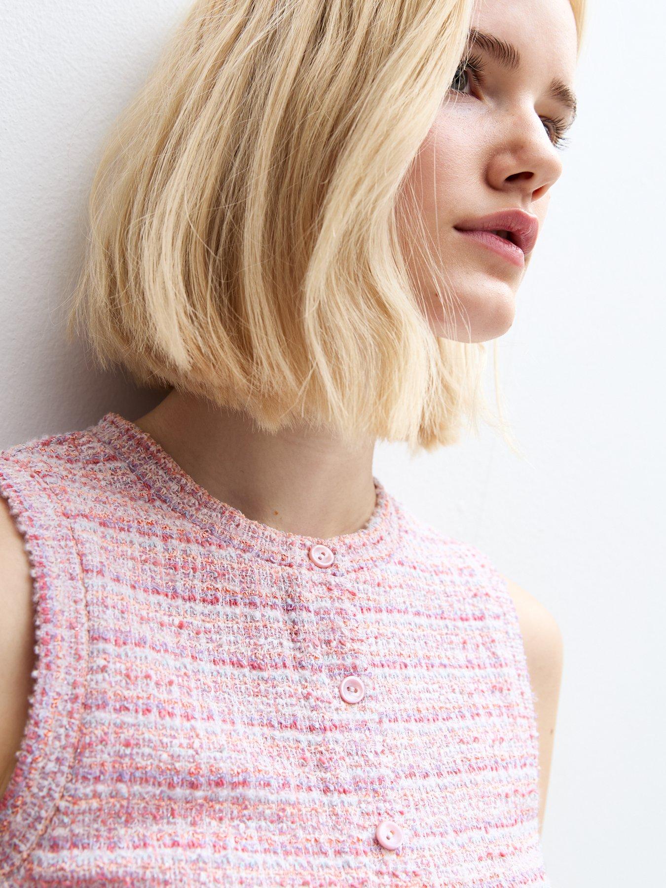  image of new-look-boucle-button-up-vest-pink
