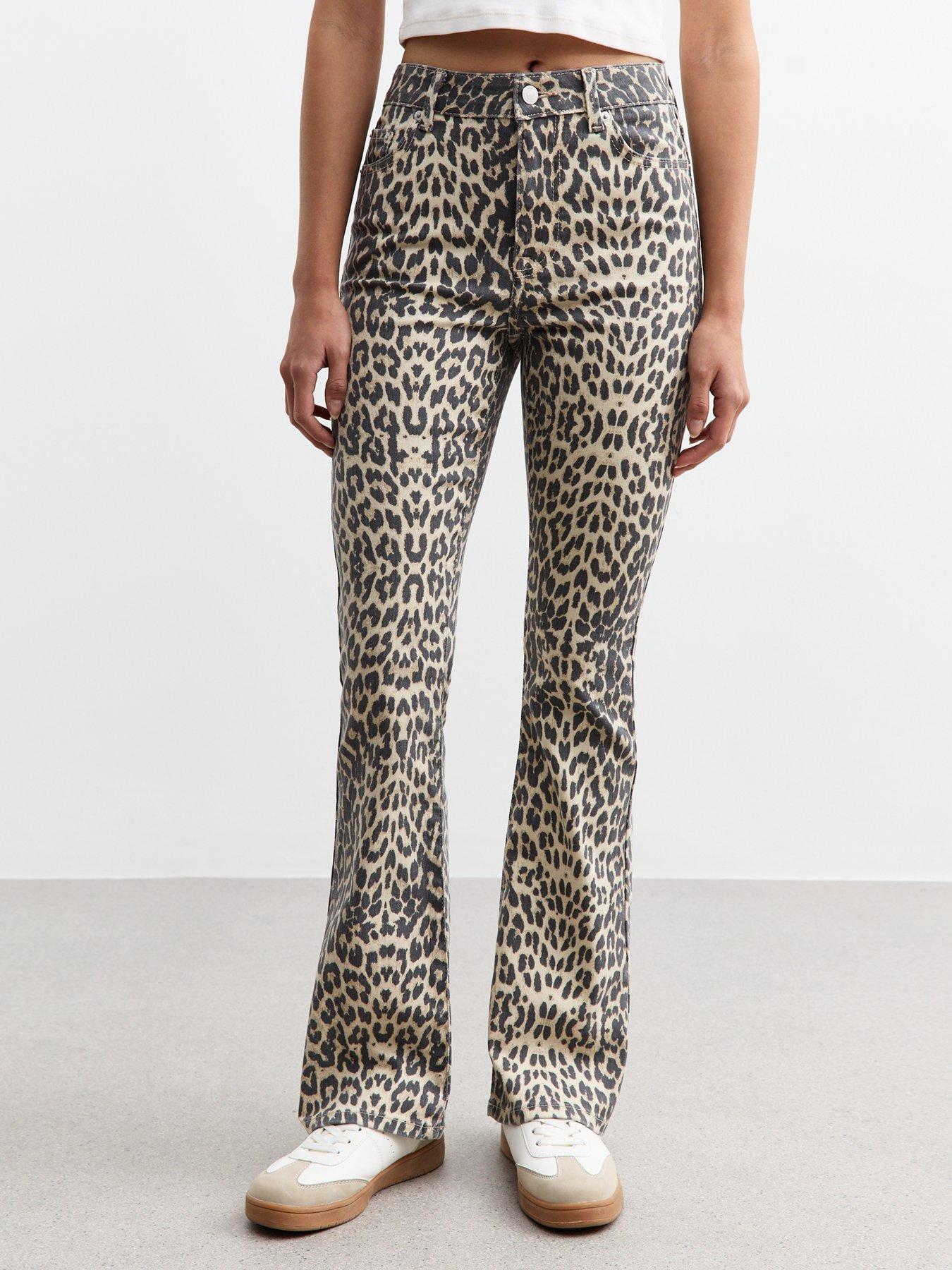 undefined Brown Leopard Print Bootcut Jeans