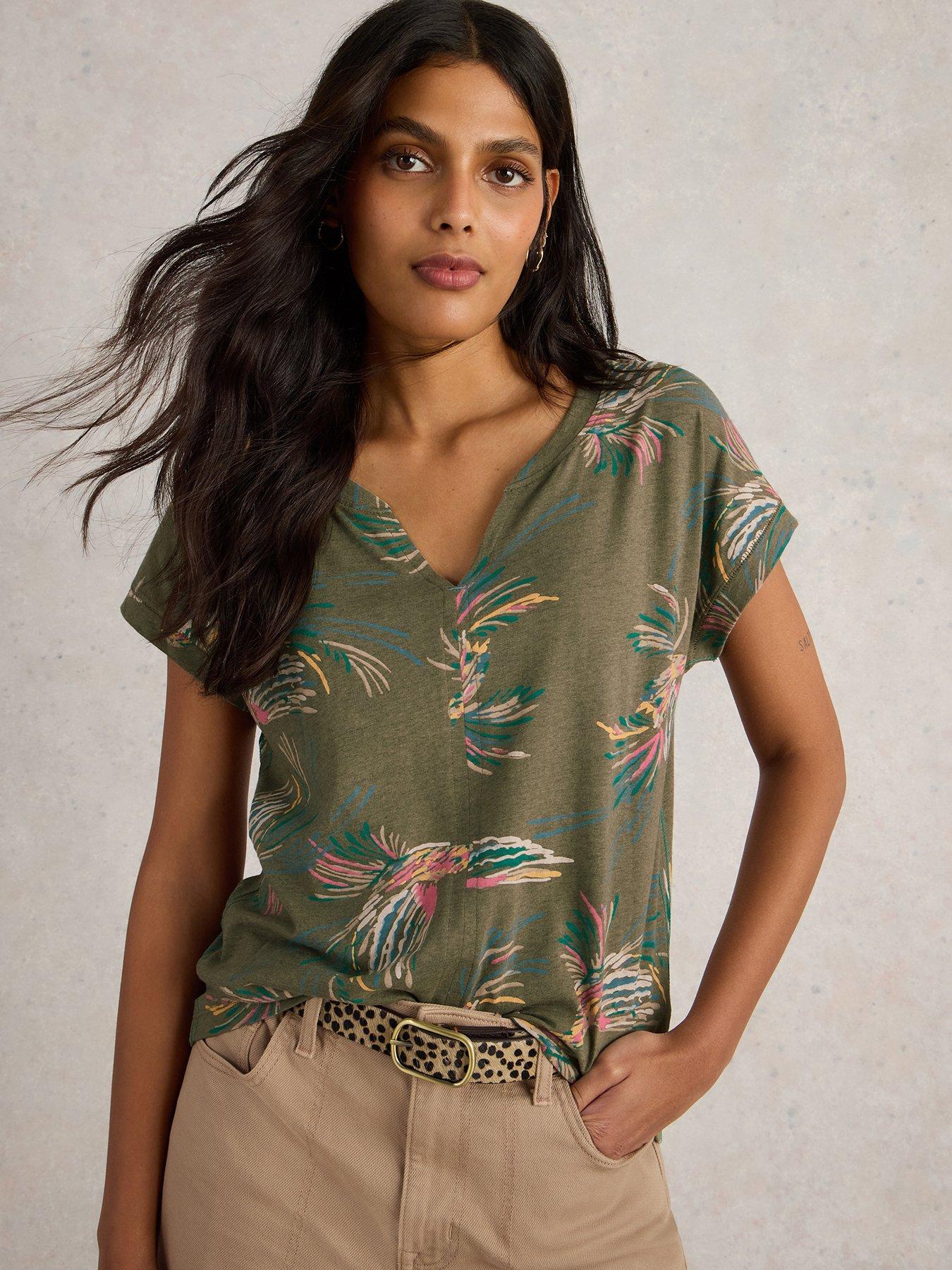 White Stuff Nelly Notch Neck Tee - Green