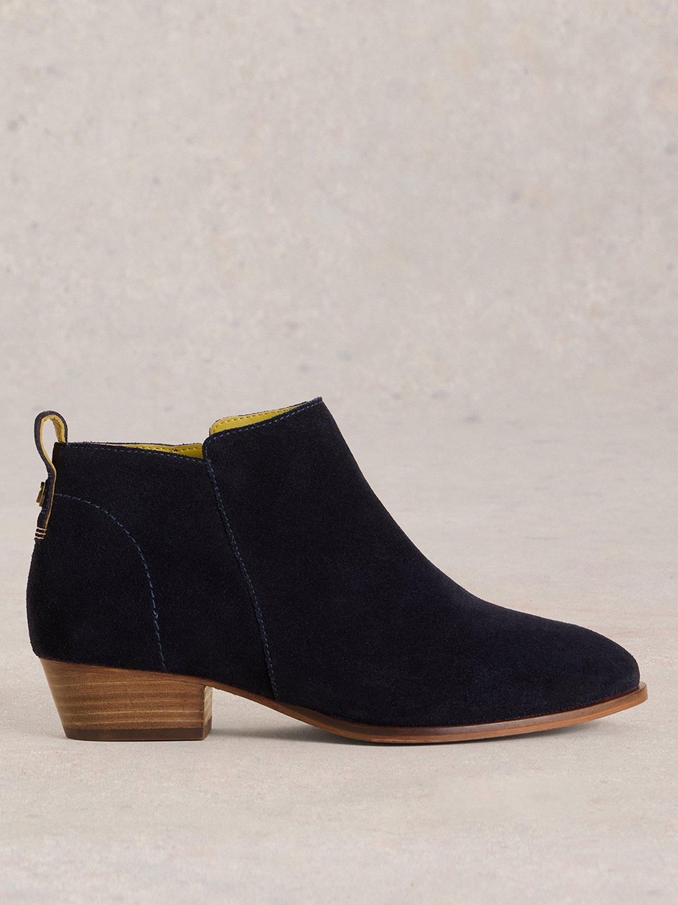 undefined Wide Fit Suede Ankle Boot - Navy