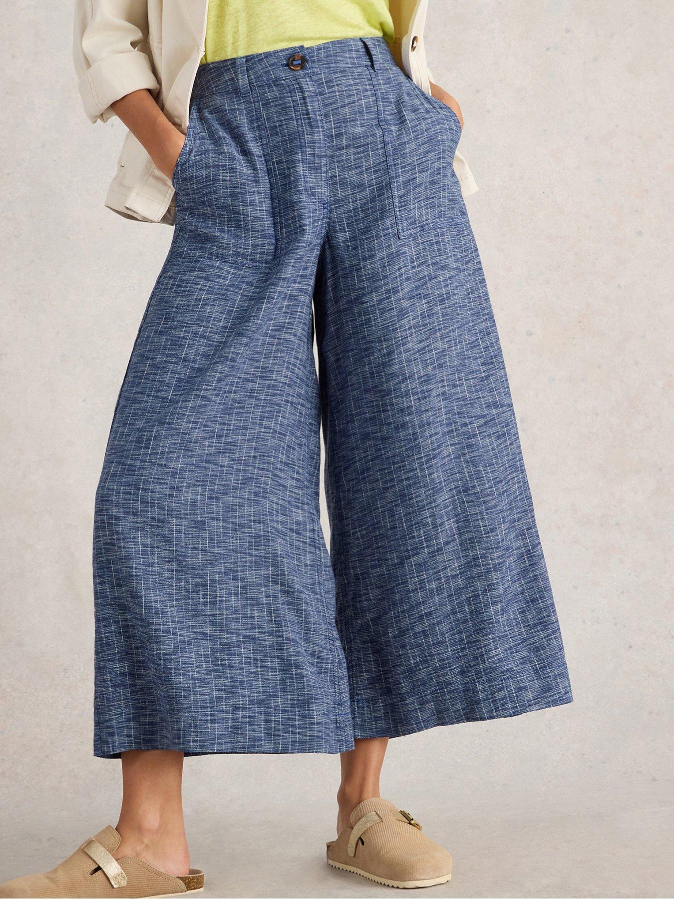 undefined Roxy Linen Blend Culotte - Blue