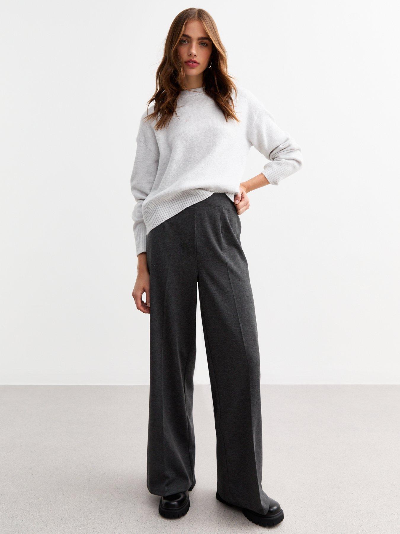 undefined Dark Grey Wide Leg Jersey Trousers
