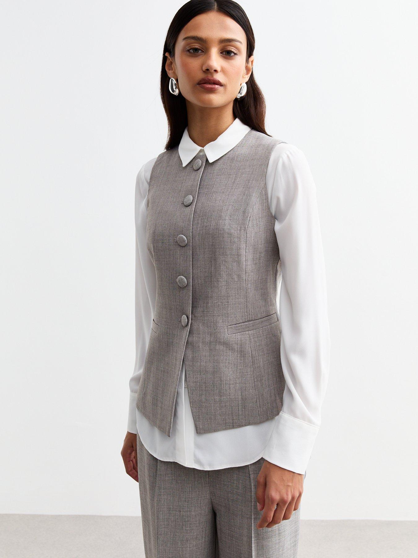 undefined Grey Crew Neck Waistcoat