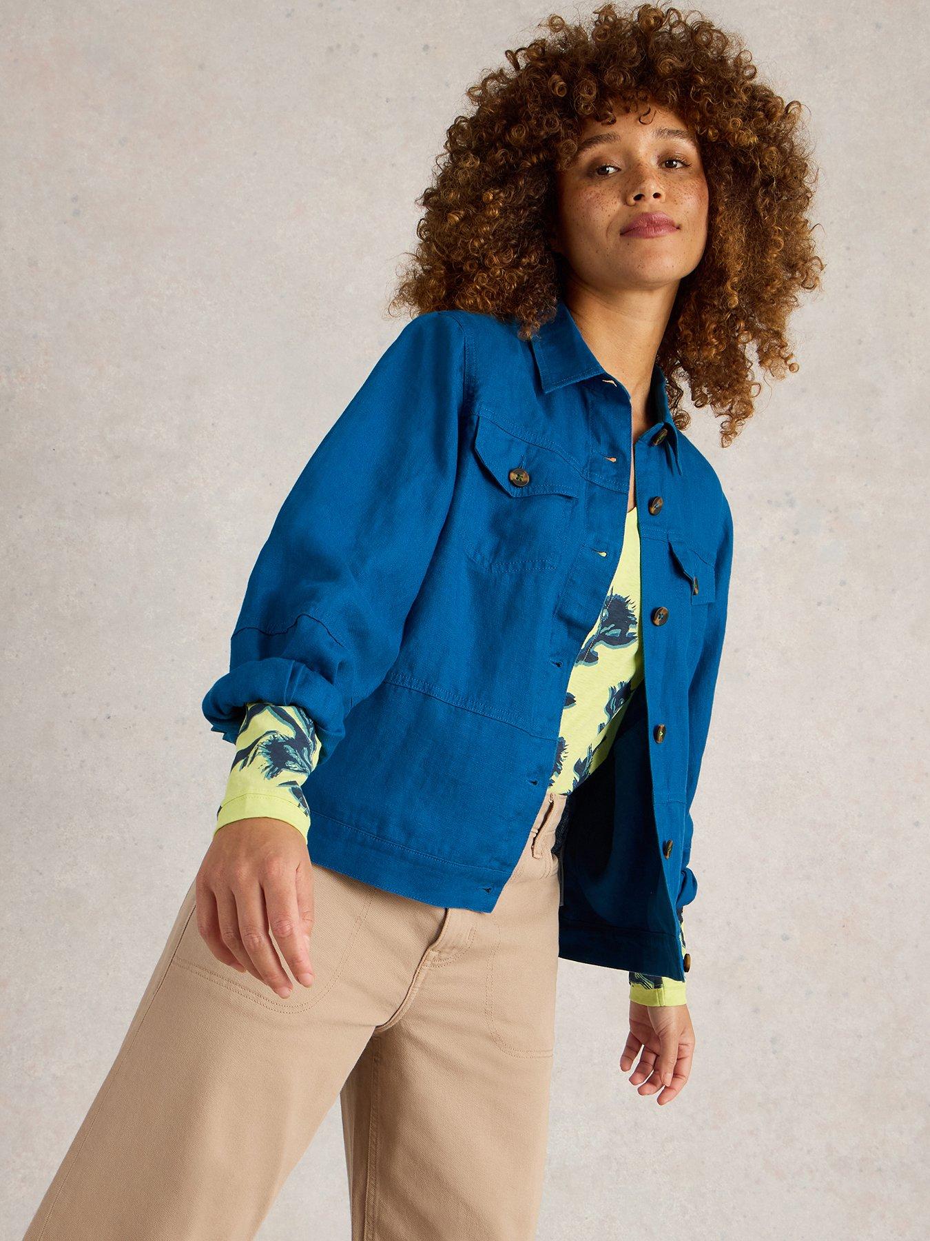 undefined Camille Linen Jacket - Blue