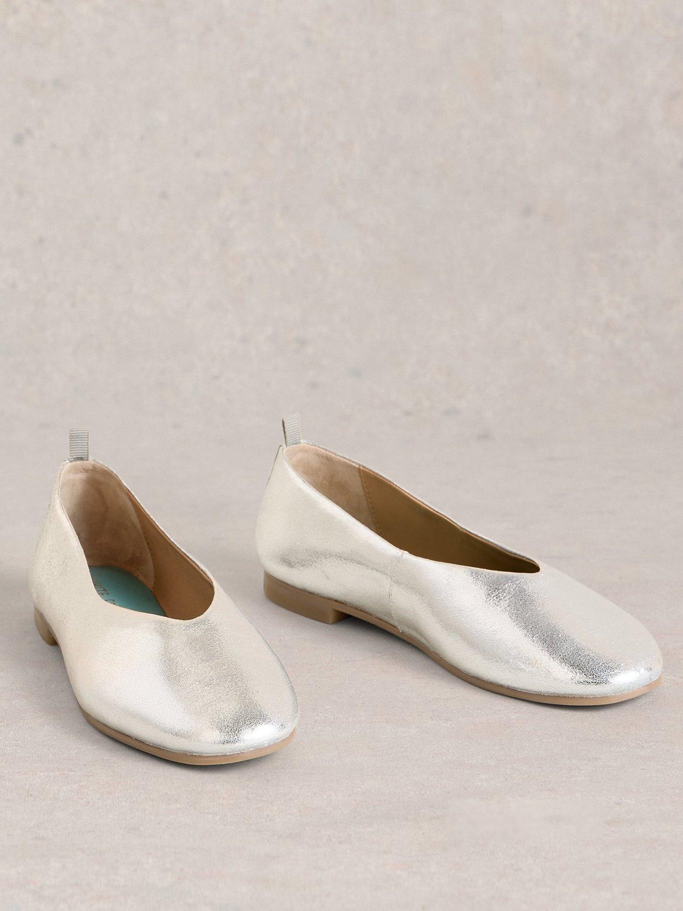 Image 2 of 4 of White Stuff Cheri Leather Ballerina Pump - Silver