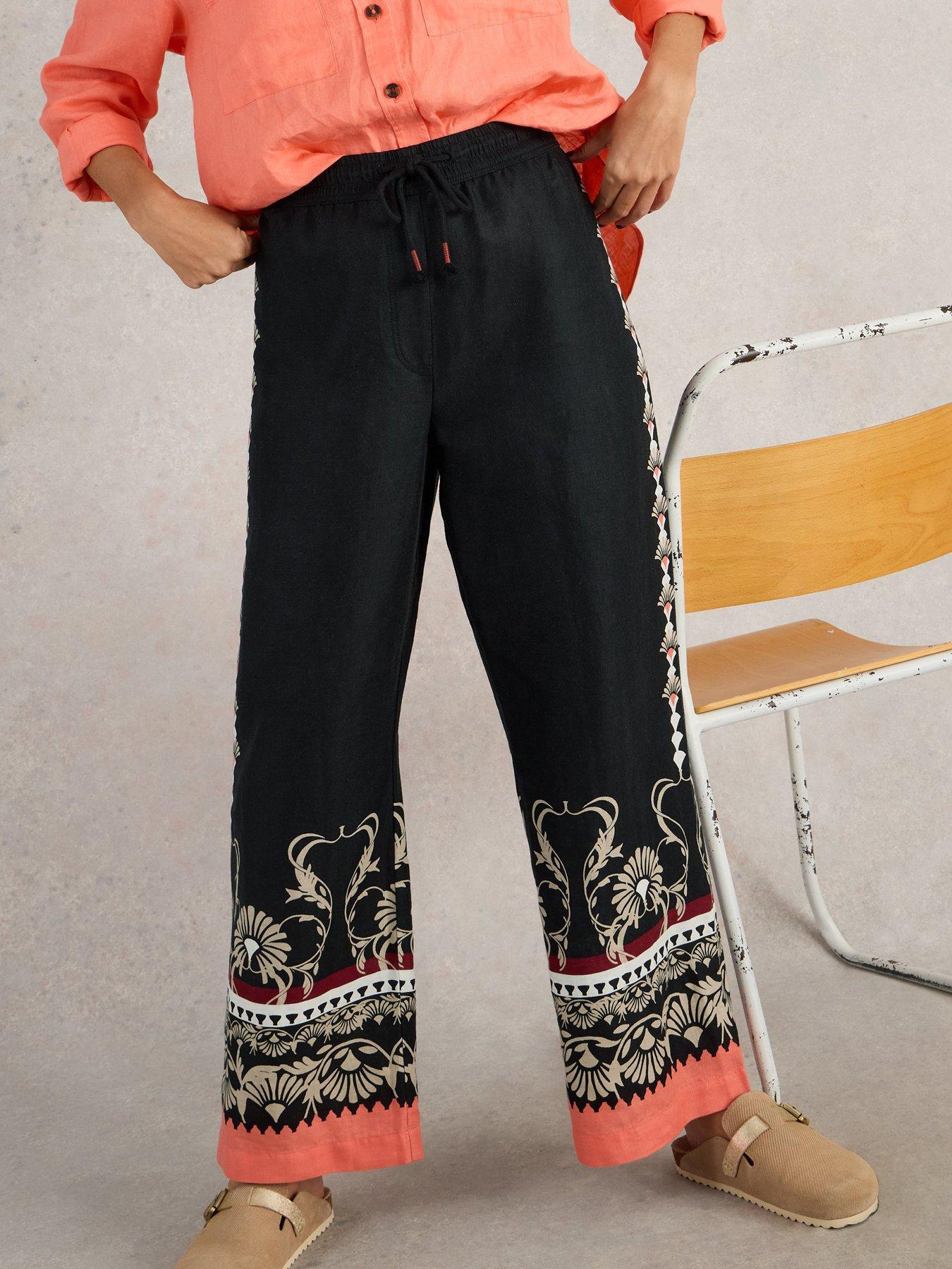 undefined Belle Linen Wide Leg Trousers - Black