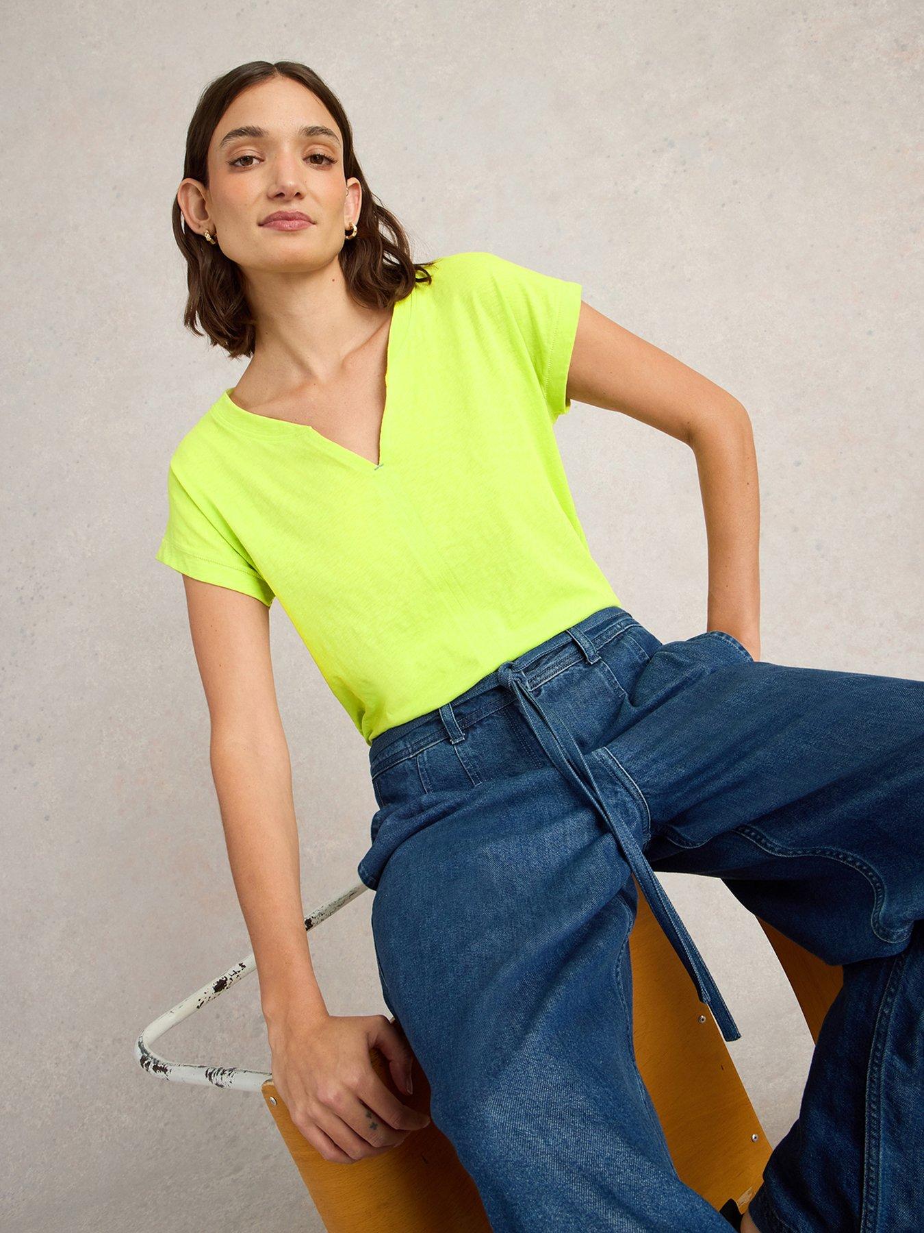 undefined Nelly Notch Neck Tee - Yellow