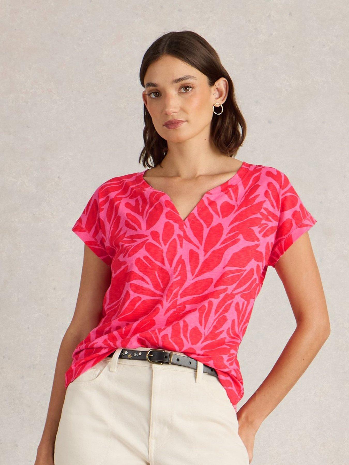 undefined Nelly Notch Neck Tee - Pink