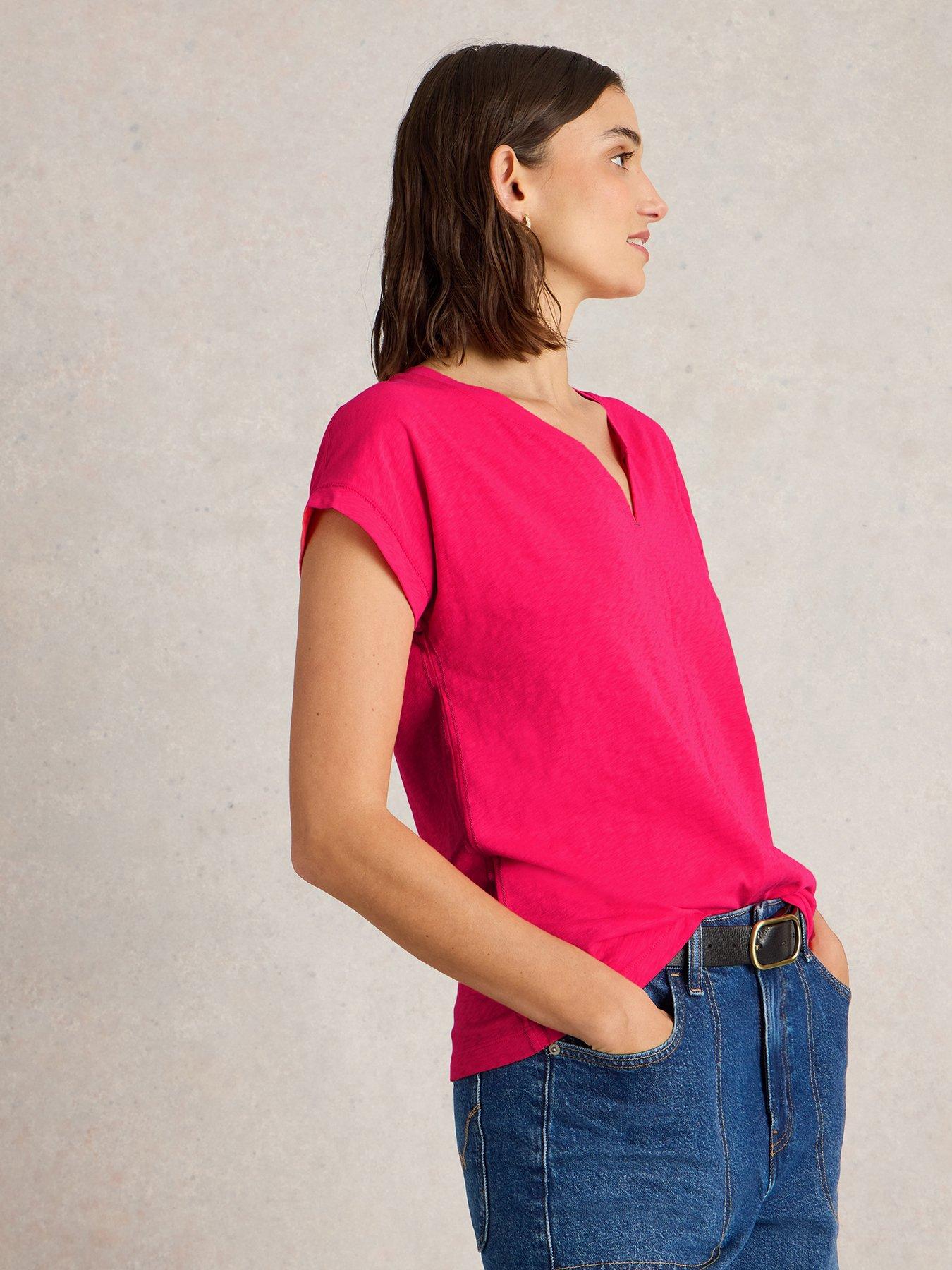undefined Nelly Notch Neck Tee - Pink