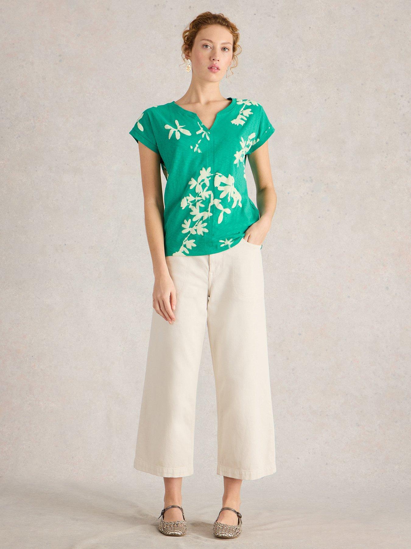 Image 3 of 6 of White Stuff Nelly Notch Neck Tee - Green