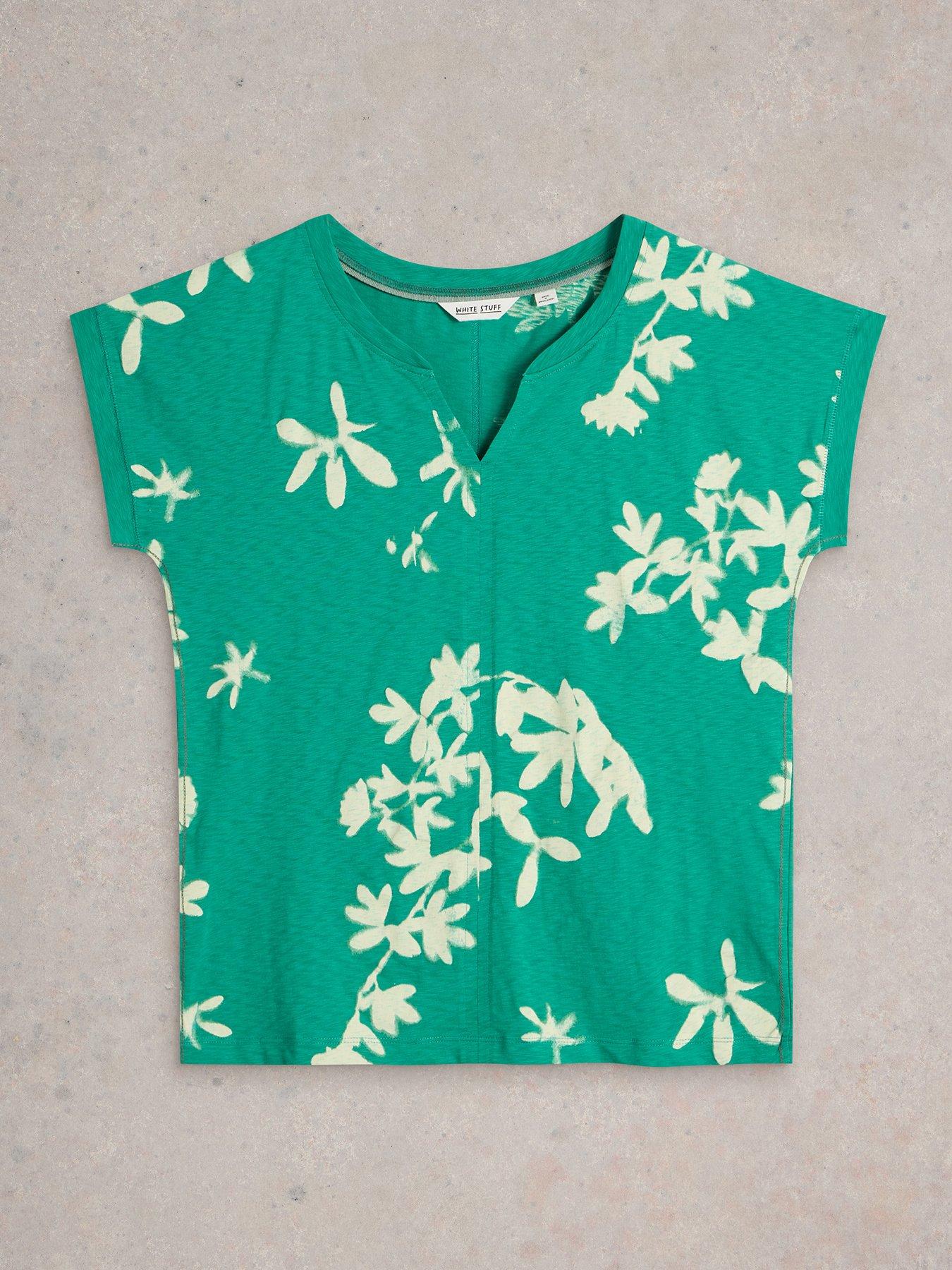 Image 5 of 6 of White Stuff Nelly Notch Neck Tee - Green