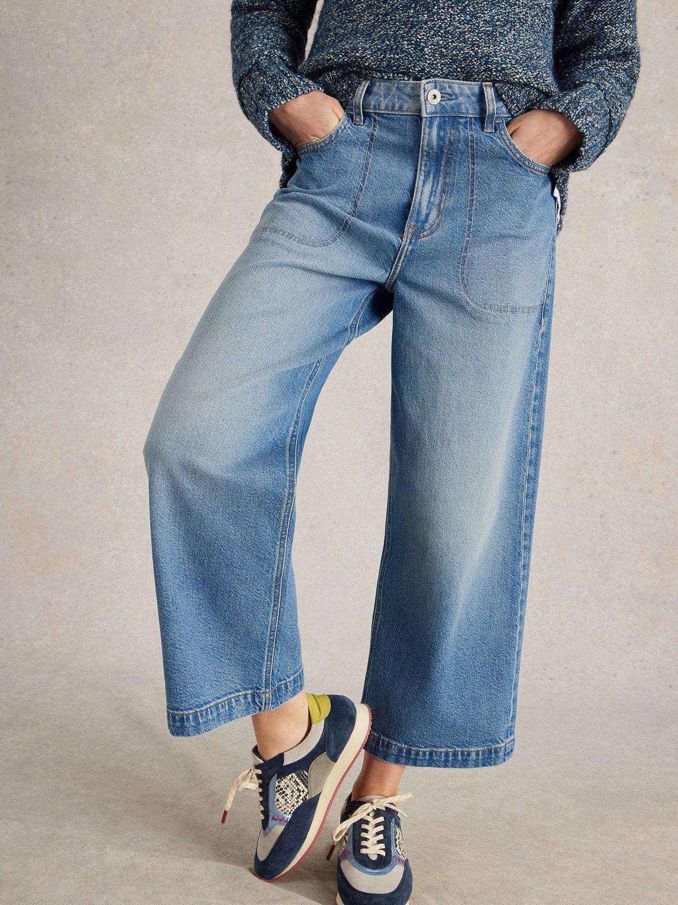 White Stuff Tia Wide Leg Crop Jean - Blue