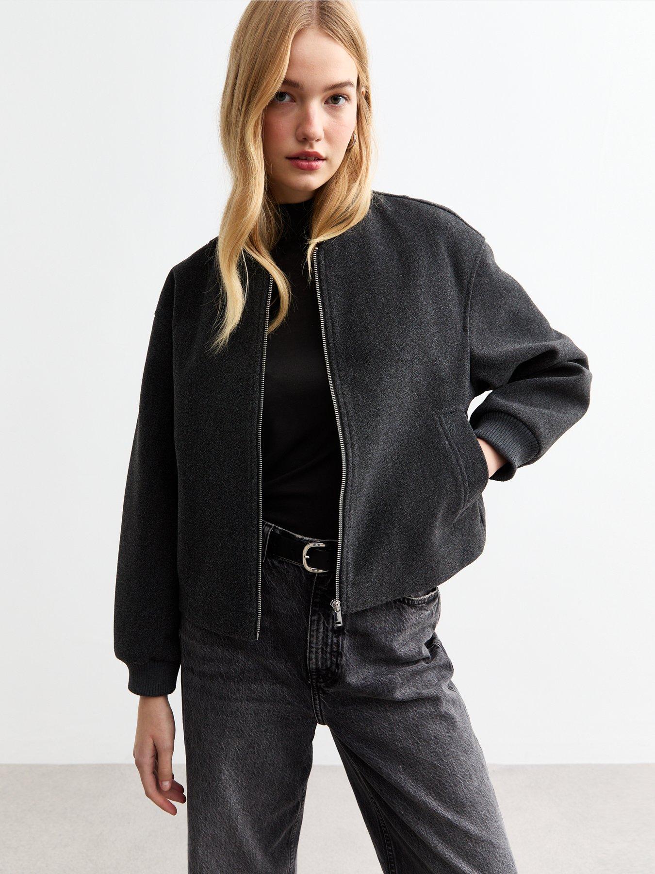 undefined Grey Brushed Bomber Jacket