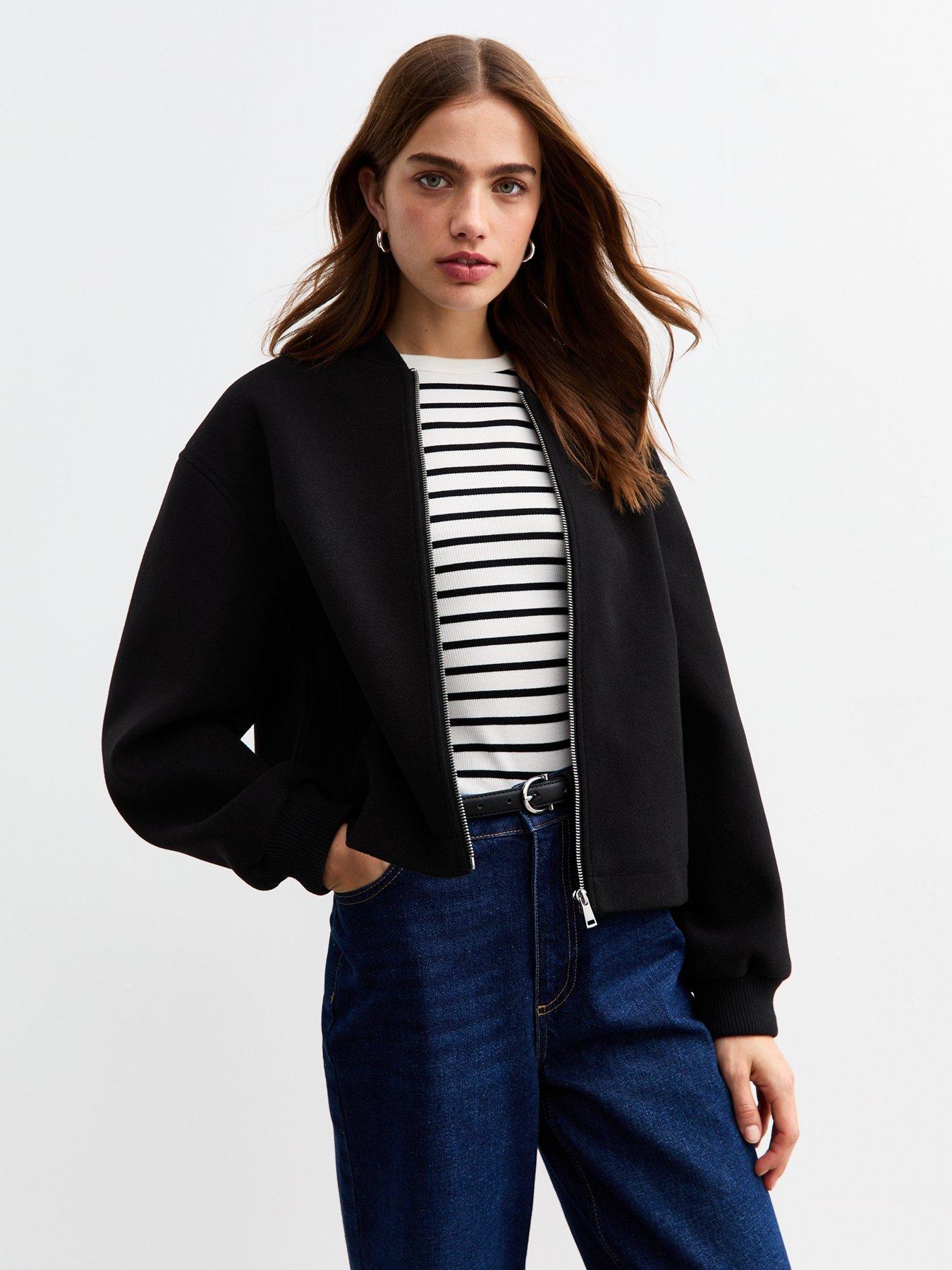undefined Black Brushed Bomber Jacket