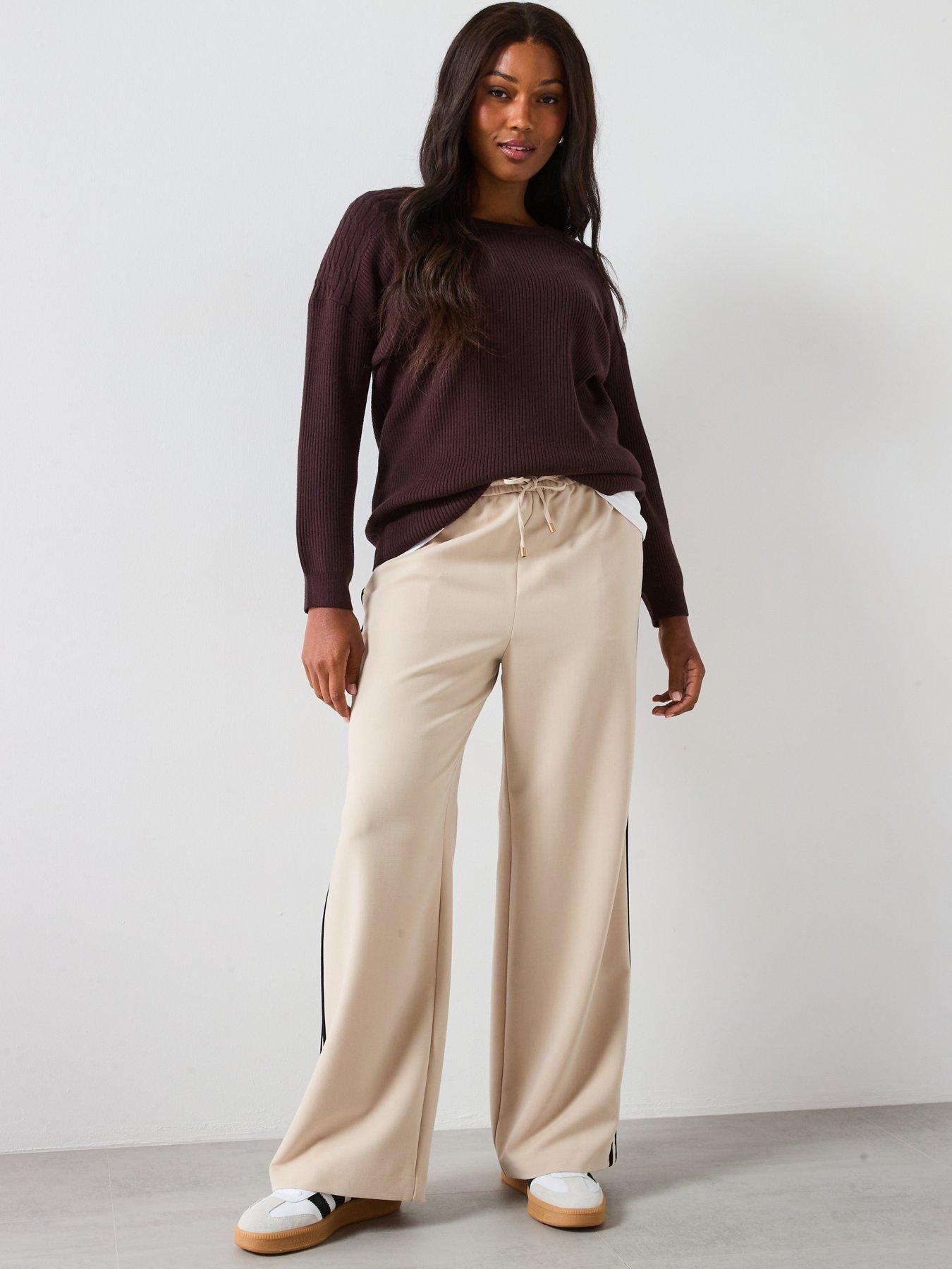 Image 3 of 6 of V by Very Curve Classic Comfort Batwing Cable Sleeve Jumper - Brown
