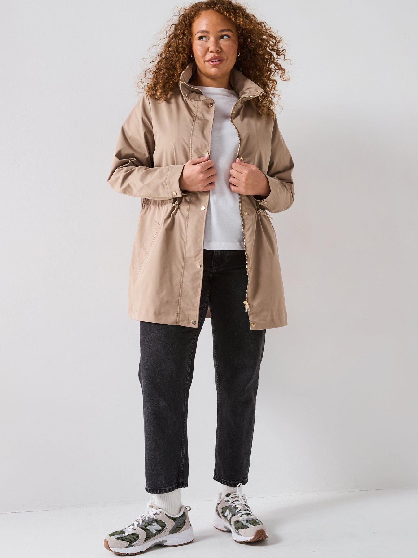 undefined Showerproof Hooded Rain Coat - Beige