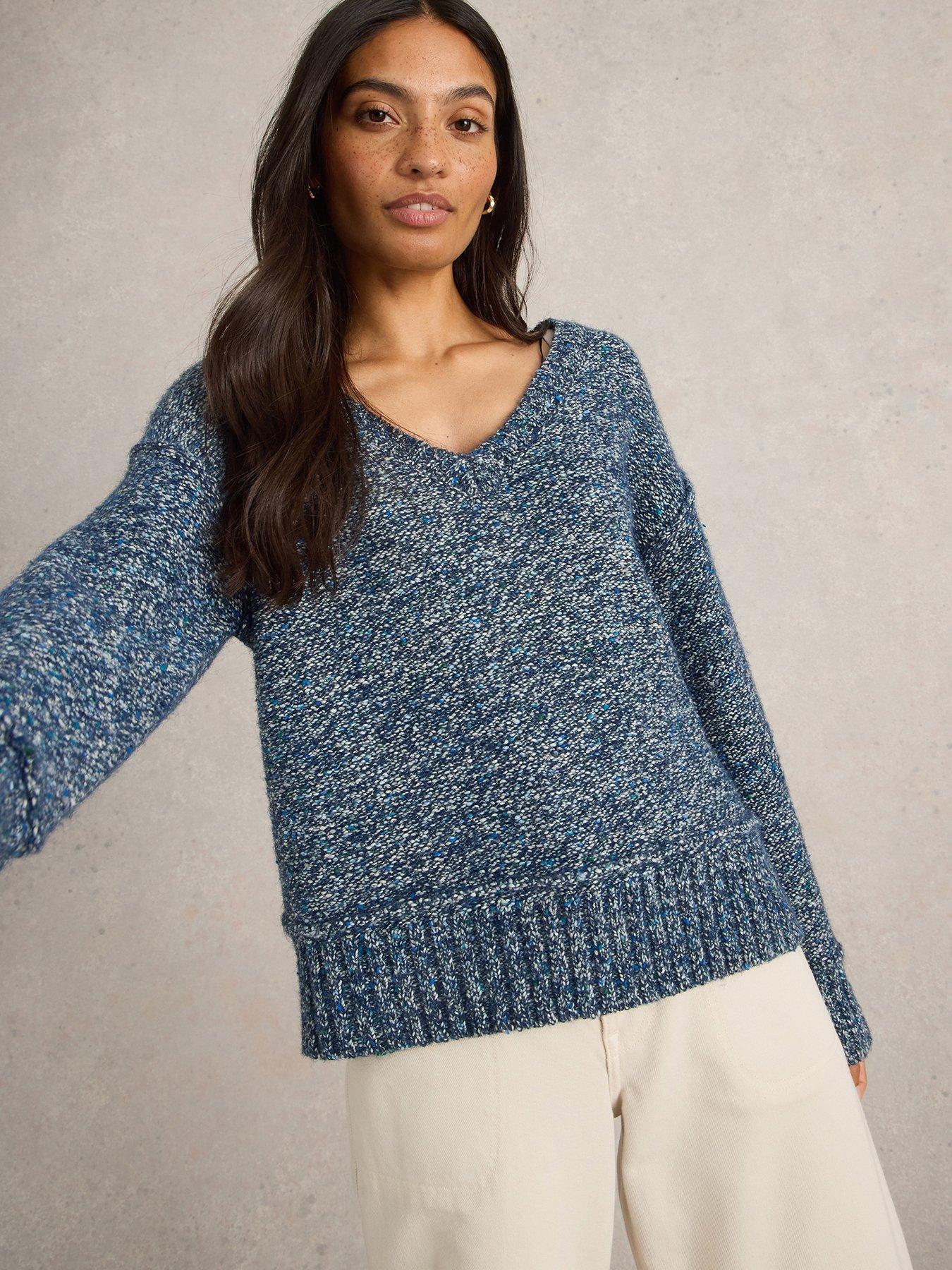  image of white-stuff-tammy-texture-v-neck-navy