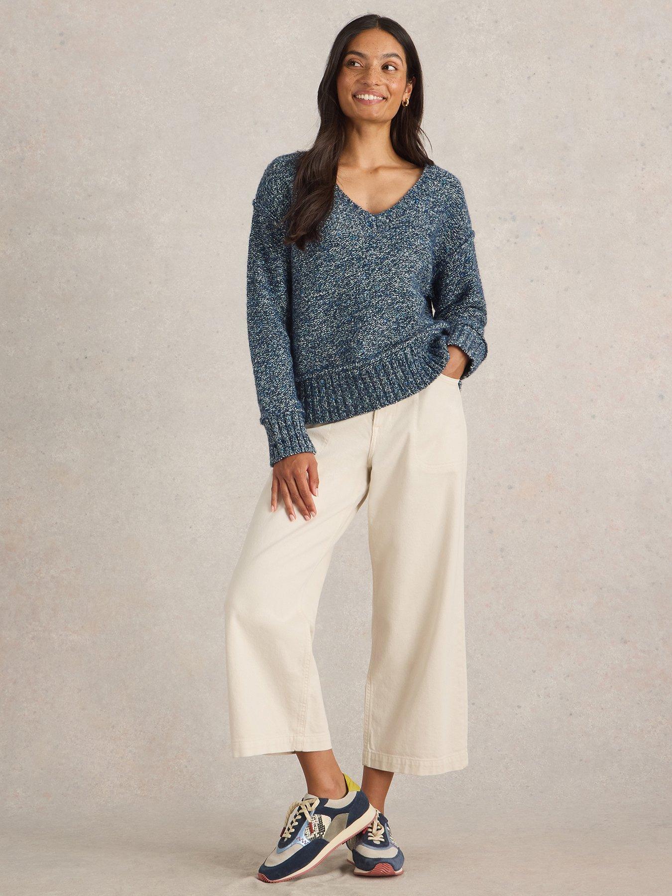  image of white-stuff-tammy-texture-v-neck-navy