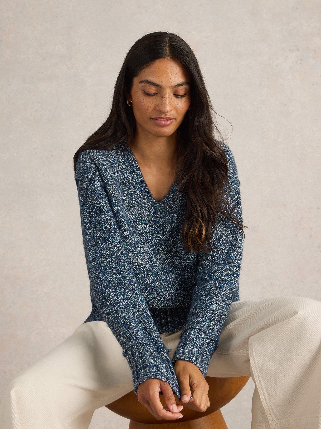  image of white-stuff-tammy-texture-v-neck-navy