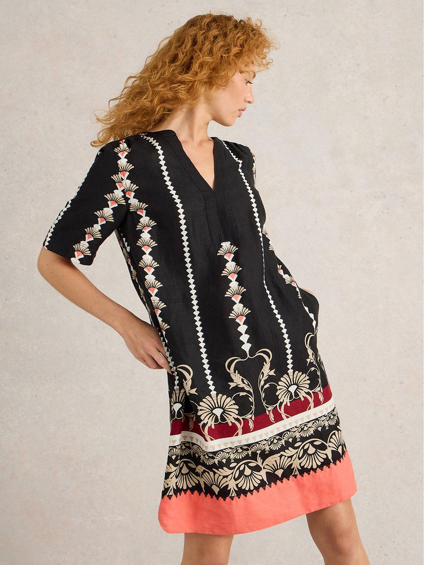  image of white-stuff-june-linen-dress-black